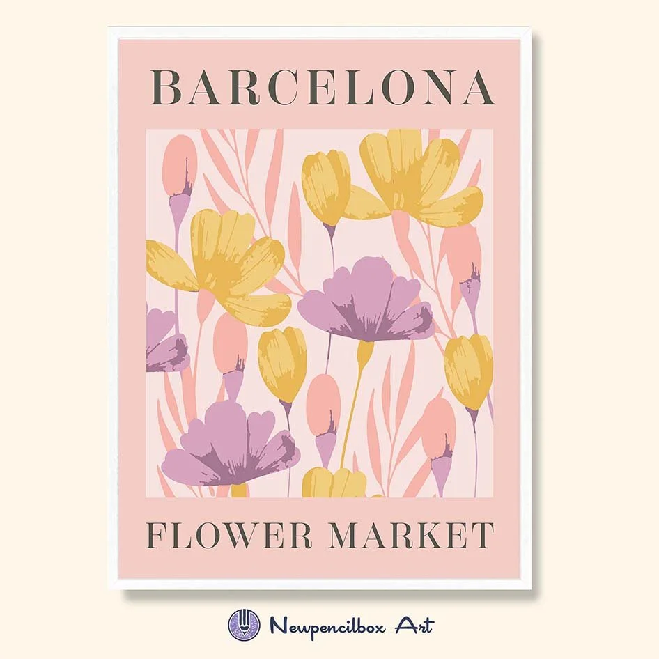 A flower market art print.