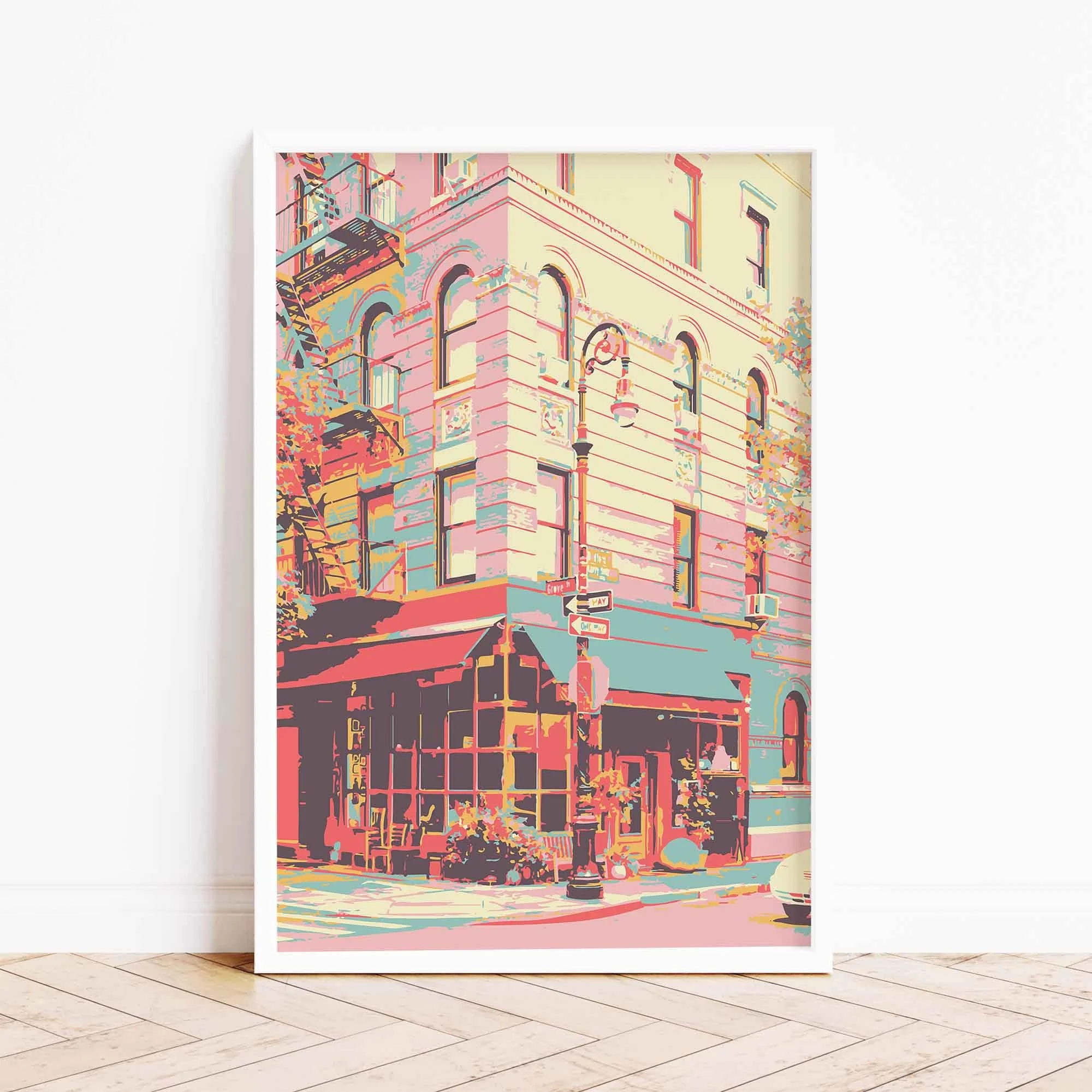 Art print featuring Monica's apartment in Greenwich Village, NYC.