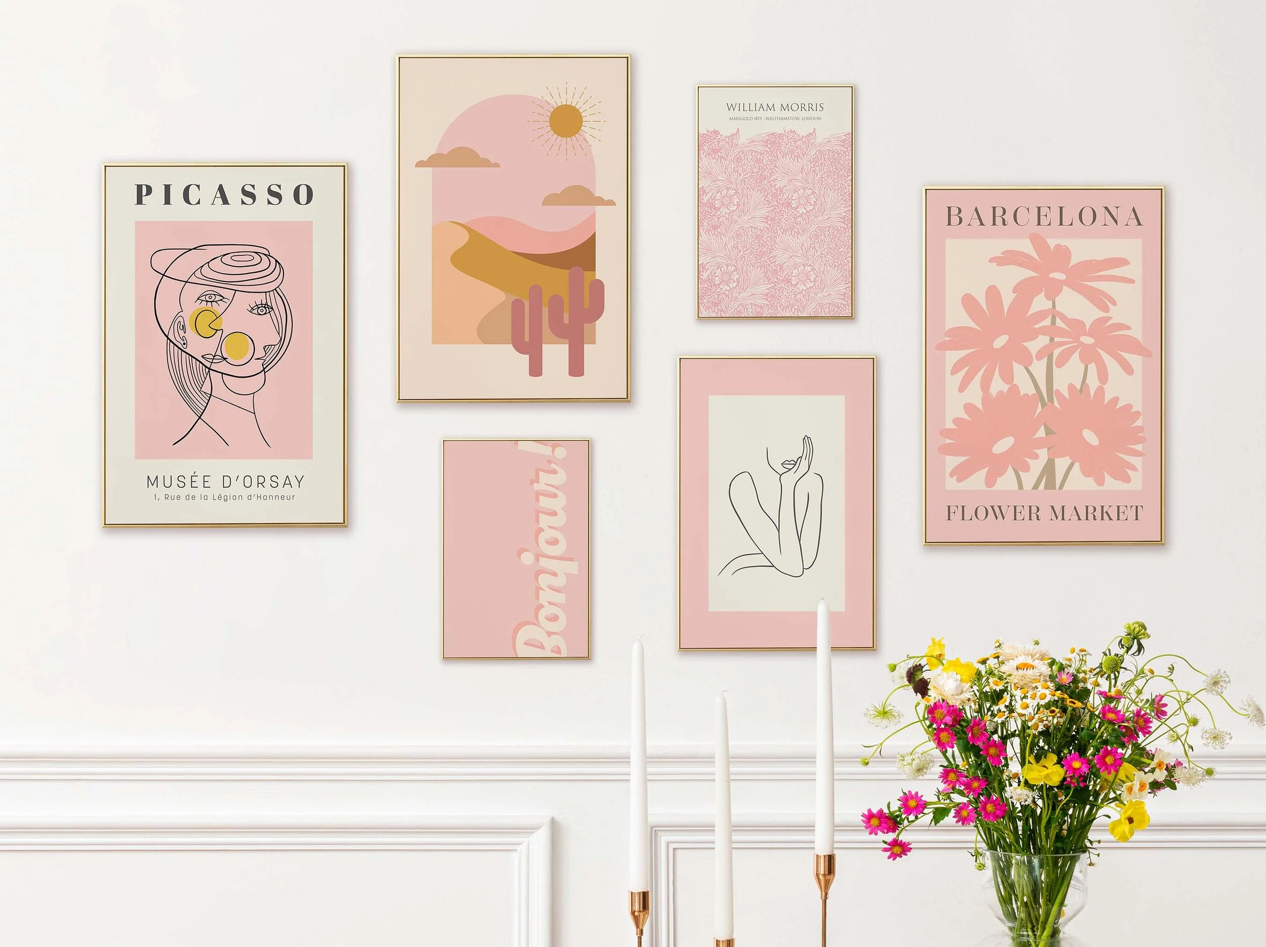 Set of 6 Art Prints | Printable Pink Wall Art