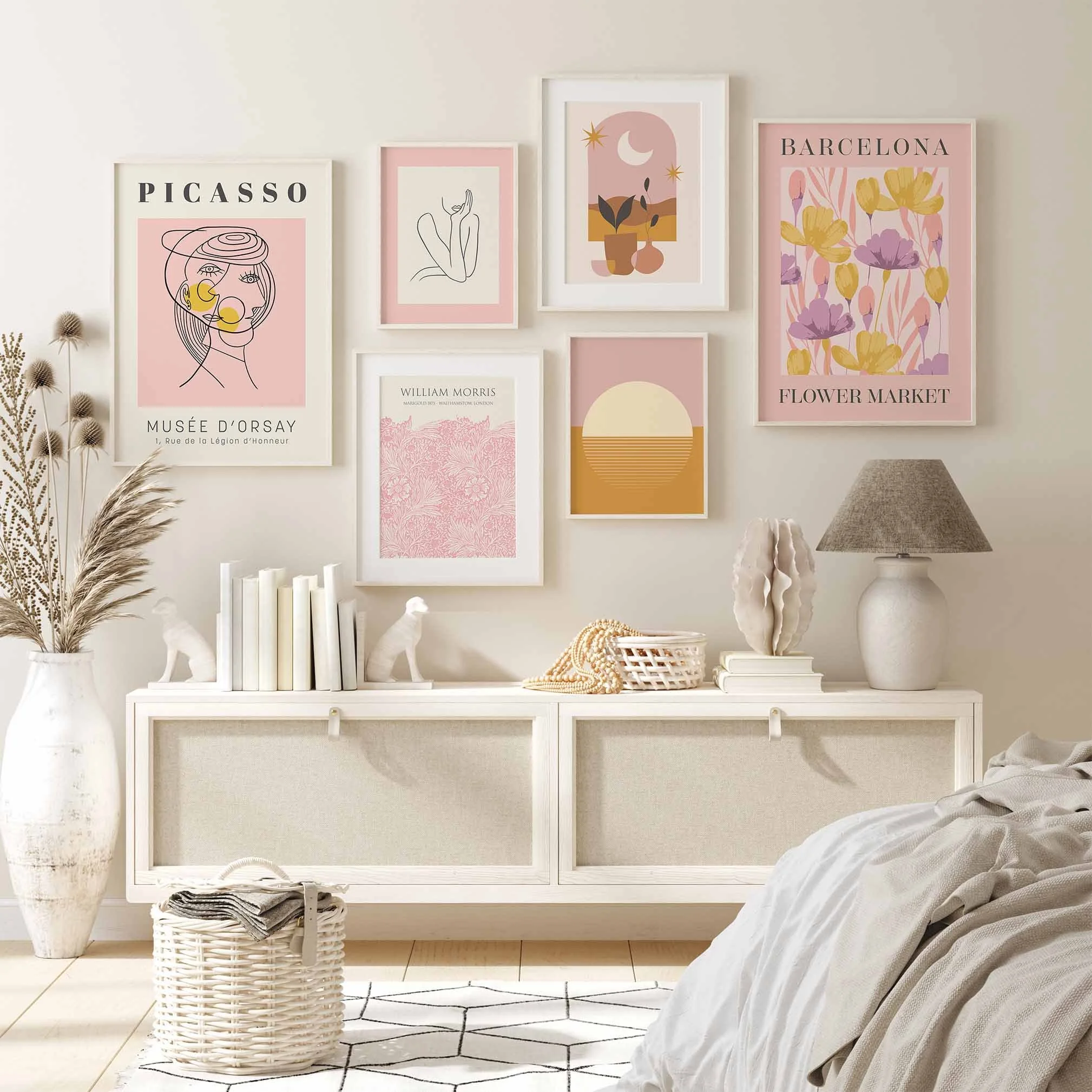 Printable Pink Wall Art | Set of 6 Digital Prints
