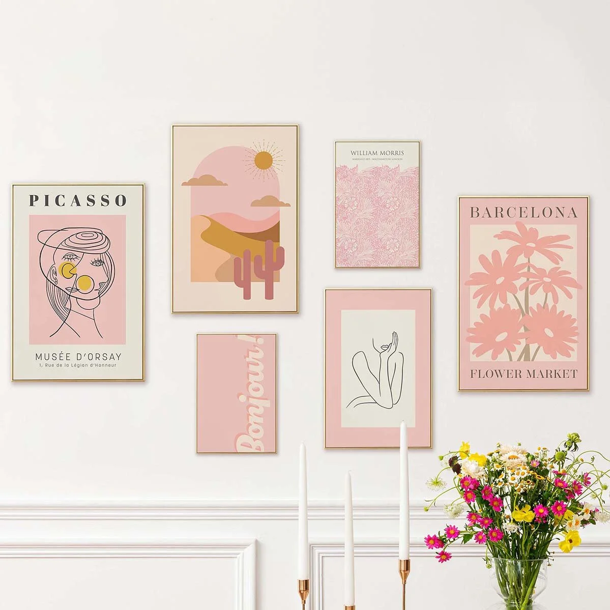 Printable Pink Wall Decor | Set of 6 Digital Prints