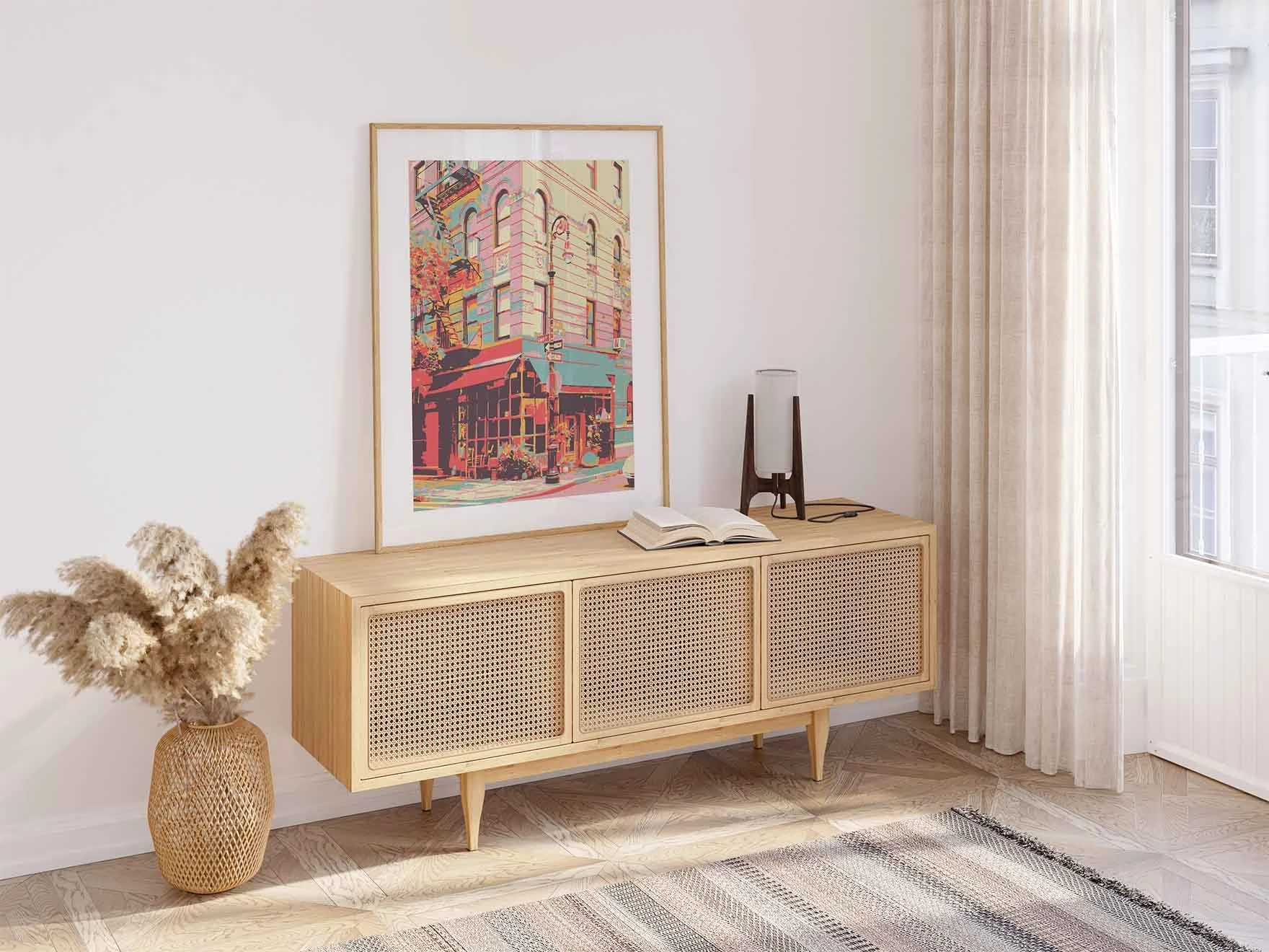 Art print featuring a street view of Monica's apartment (from the sitcom Friends).