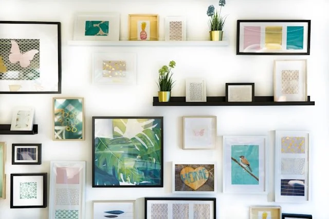 A cozy and feminine gallery wall.