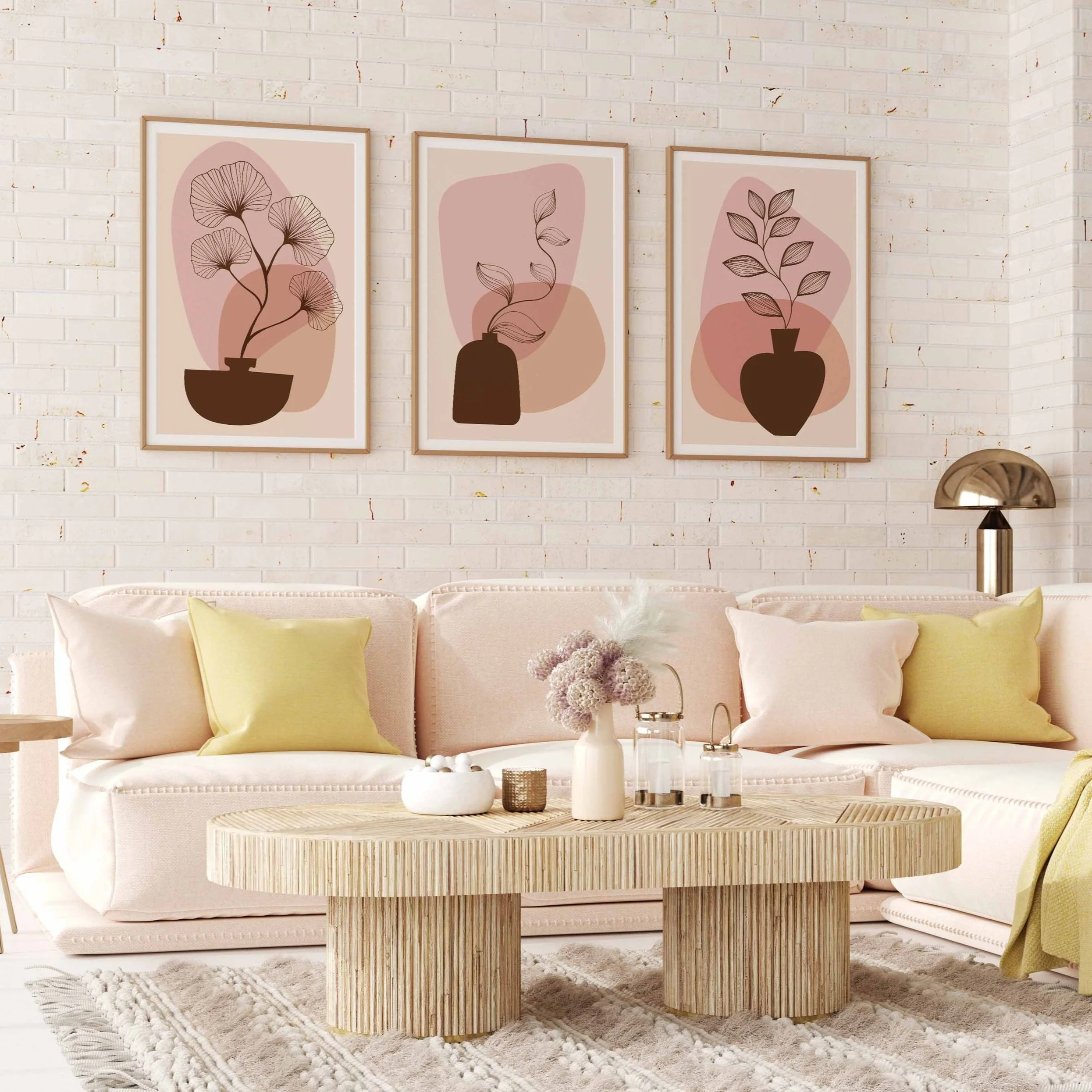 Set of 3 Boho Prints - Pink