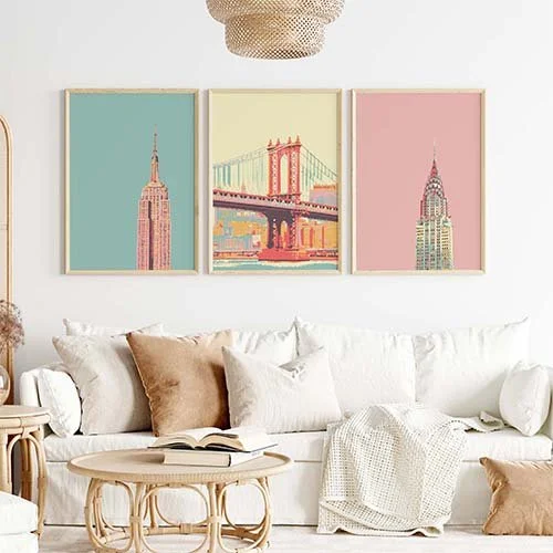 A set of 3 New York City art prints.
