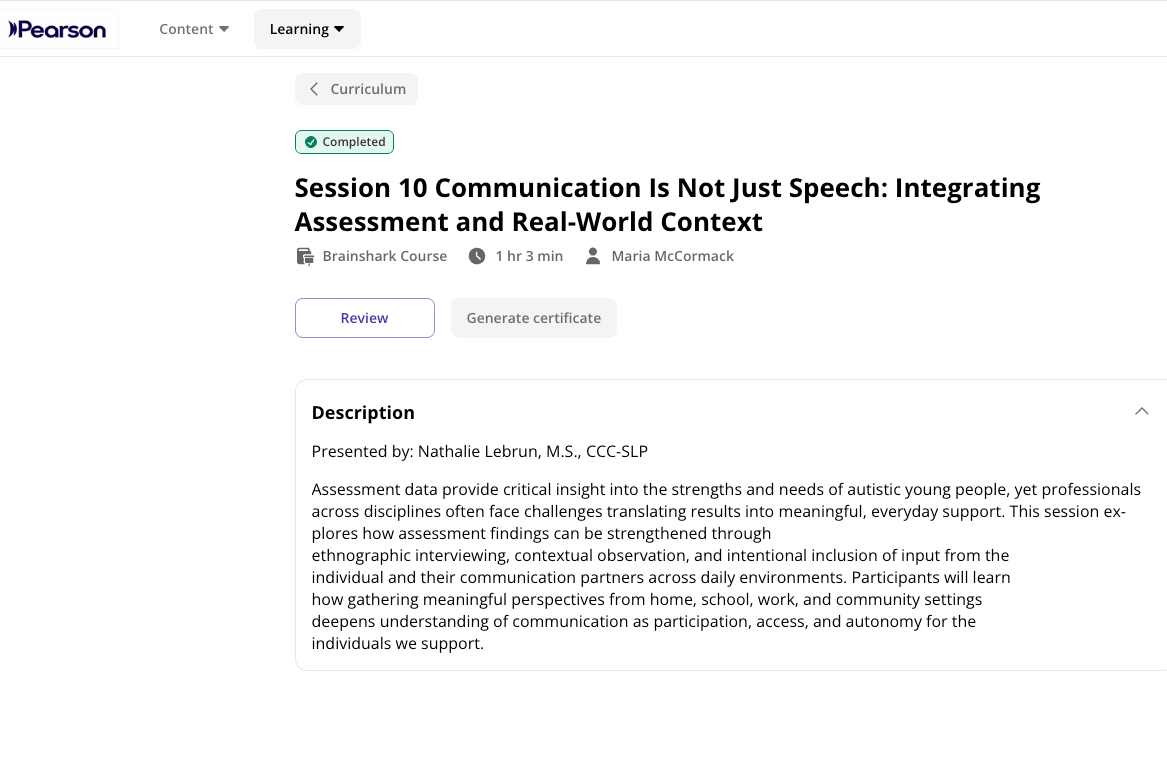 As part of the global Pearson Autism Virtual Summit Conference, Nathalie was invited to share her expertise on how assessment data provide critical insights into the strengths and needs of Autistic young people, yet professionals across disciplines o