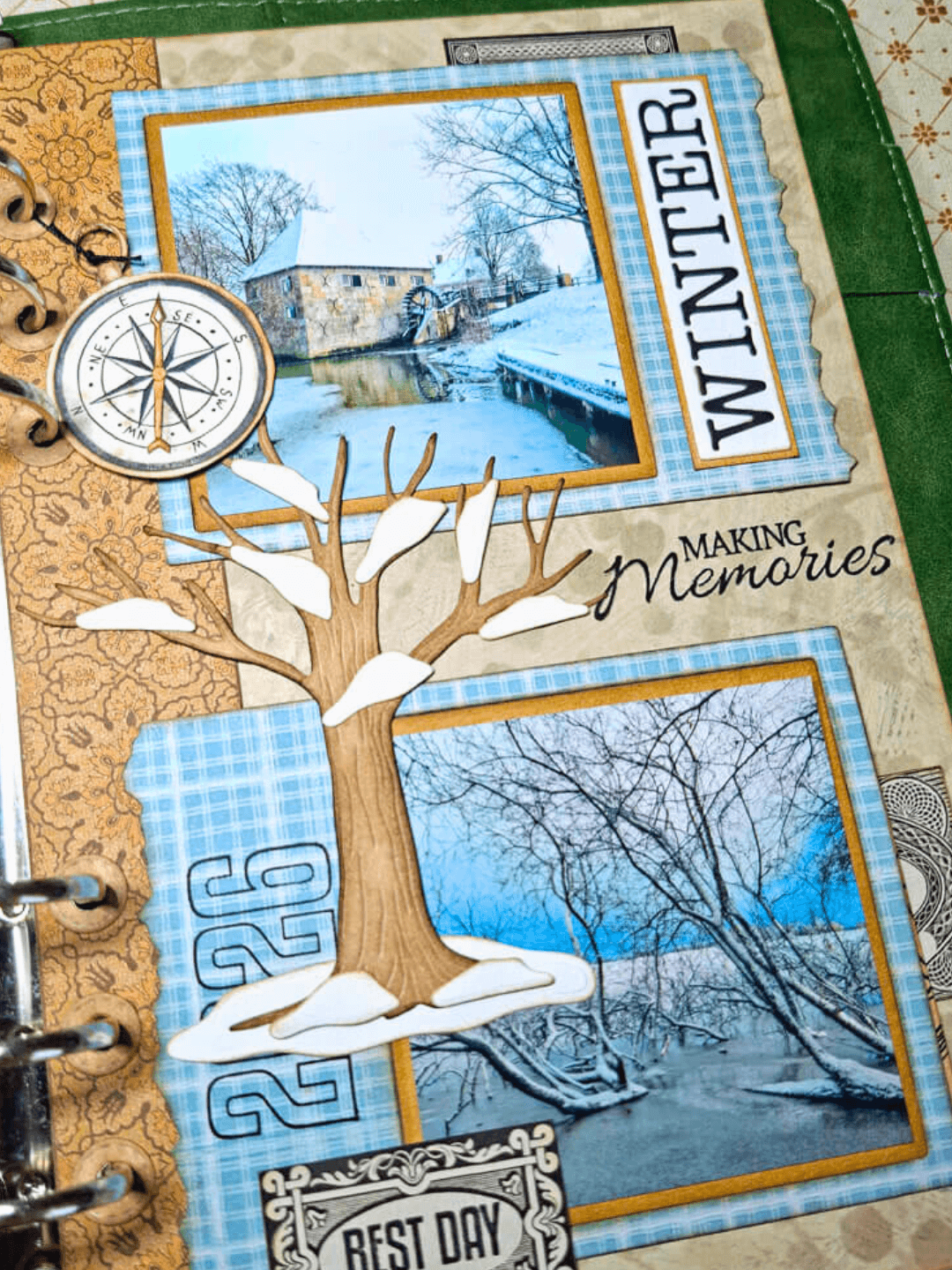 Easy Winter Page for Memory Keeping with Ephemera 