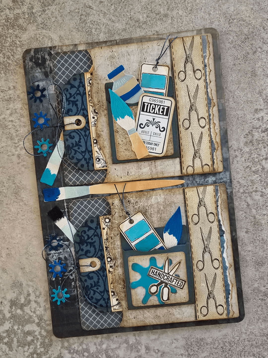 Easy Memory Keeping Layout with Decorative Pockets and Colorful Elements