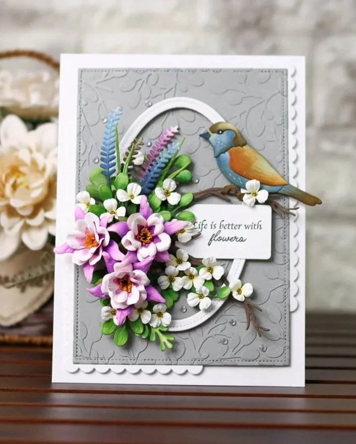 Tone-on-Tone Faux Embossing with Bloom Wildly Paper Flowers