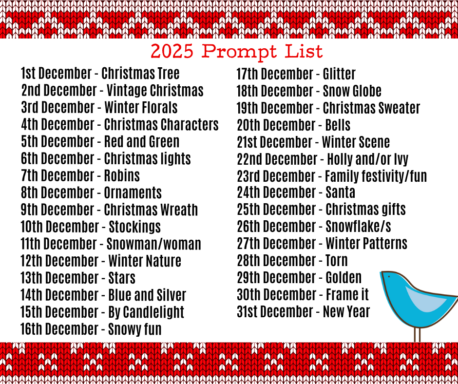 December Prompt December Challenges and Prompt List 2025 — Elizabeth Craft Designs Blog