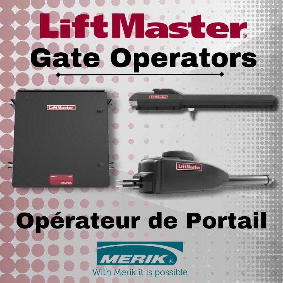 Check out the selection of LiftMaster gate operators that we stock. Swipe to learn more and call us for pricing and stock.
.
D&eacute;couvrez la s&eacute;lection d&rsquo;op&eacute;rateurs de portail LiftMaster que nous avons en stock. Faites glisser 