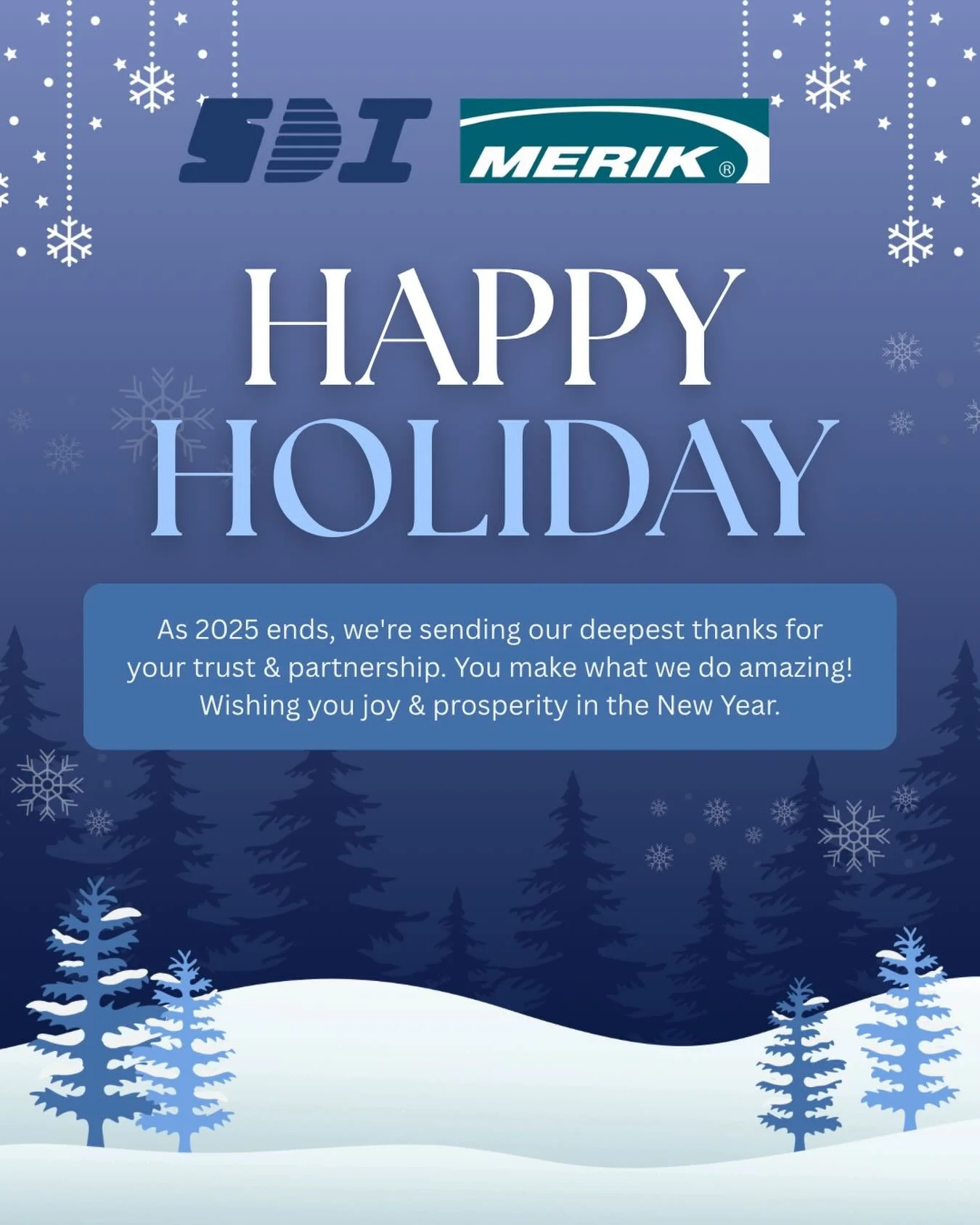 ❄️Happy Holidays from our team to yours! We hope you have a wonderful time. Please refer to our holiday hours on our page.