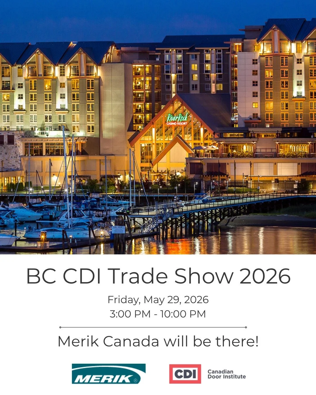 The Canadian Door Institute Show in BC is almost here, and Merik Canada will be there.

We&rsquo;re excited to connect with industry partners, showcase what drives Merik forward, and talk about the future of commercial and industrial door solutions.
