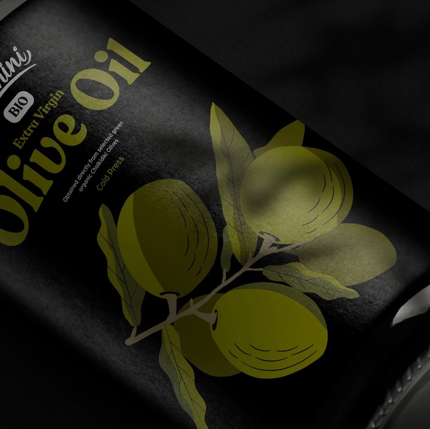 The chosen color palette for Orechini Olive oil consists of gentle greens and muted earthy tones, evoking the authenticity of olive groves used in the label proposal, while having a matte finish on the dark bottle.

.#graphicdesign #visualidentity #b