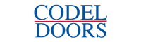 Codel Doors logo with the word 'Codel' in blue and 'Doors' in black beneath it.