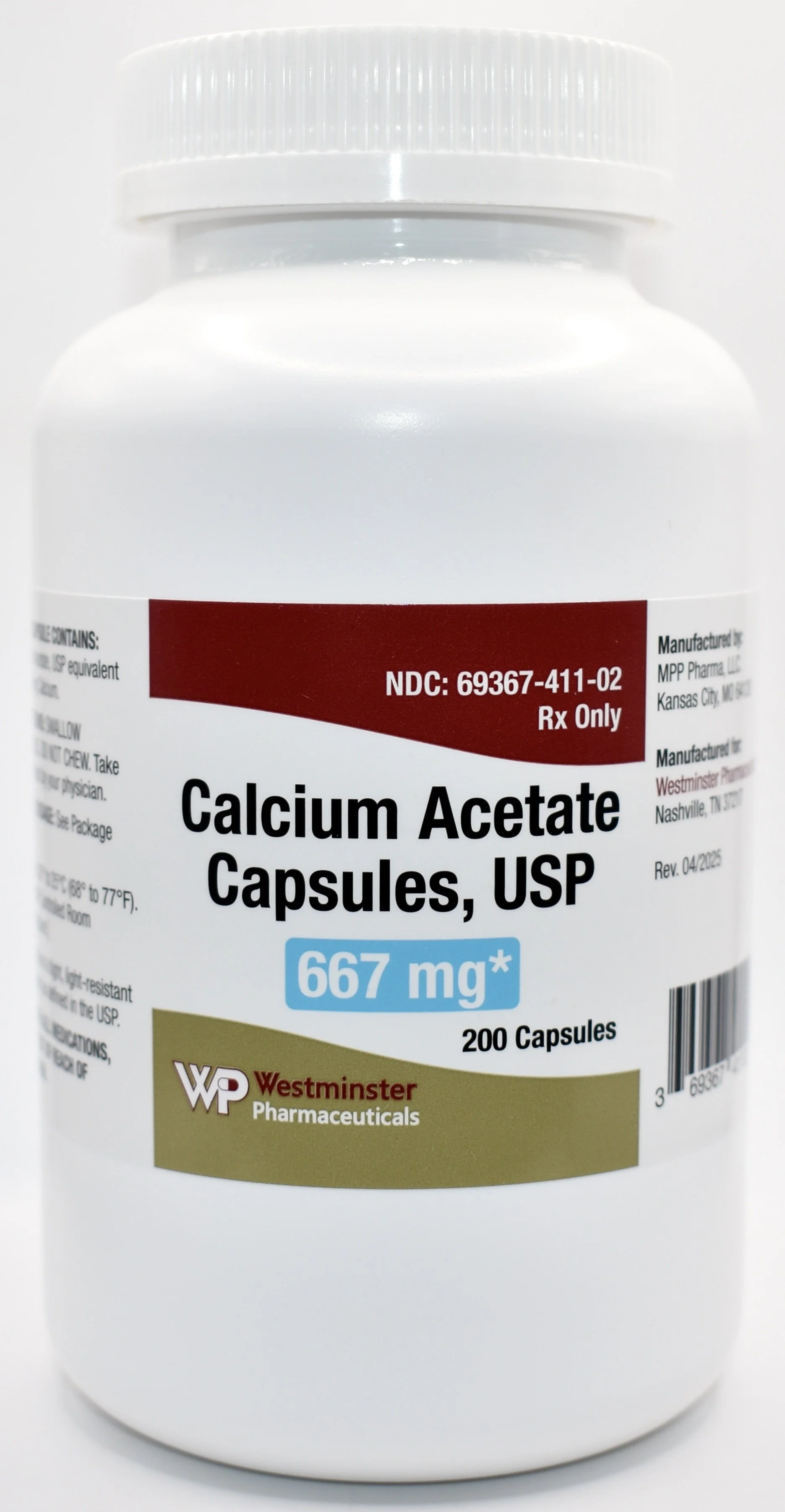 Calcium Acetate Capsules, USP