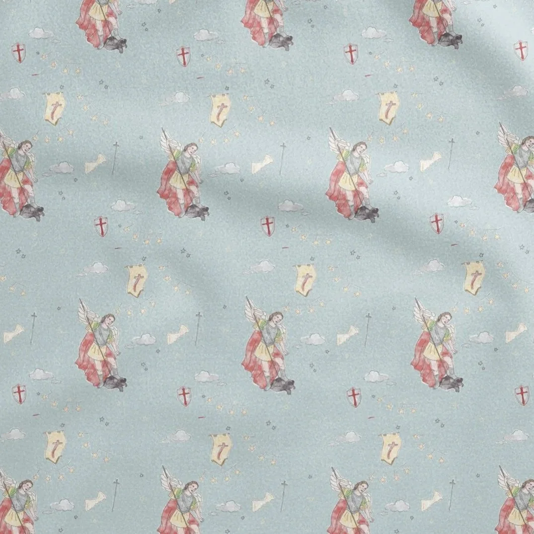 Celestial Saint Michael Patterned Bedding Set in Cotton: Twin or Queen Size