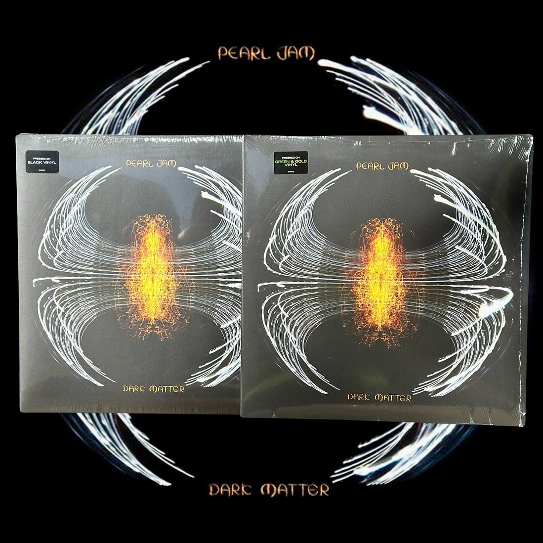We have 🤘 different vinyl variants of @pearljam&rsquo;s new album &ldquo;Dark Matter&rdquo; available in our shop today&mdash; Black and a limited edition Green &amp; Gold version that is only available from independent record shops in the Pacific N