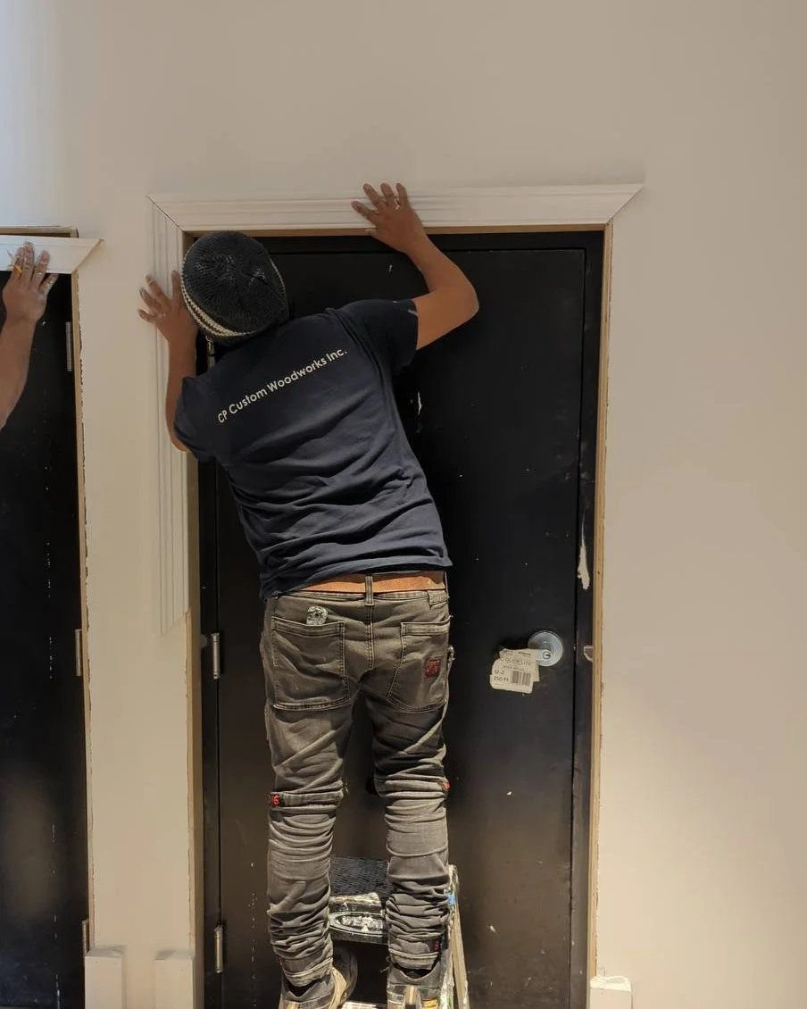 Precision in every detail. Installing custom trim to bring the vision to life, one door at a time.
.
.
.
#CustomMillwork #HospitalityDesign #InteriorDetails #MillworkMatters #CustomWoodwork #DesignInProgress #HotelDesign #CommercialInteriors #BehindT