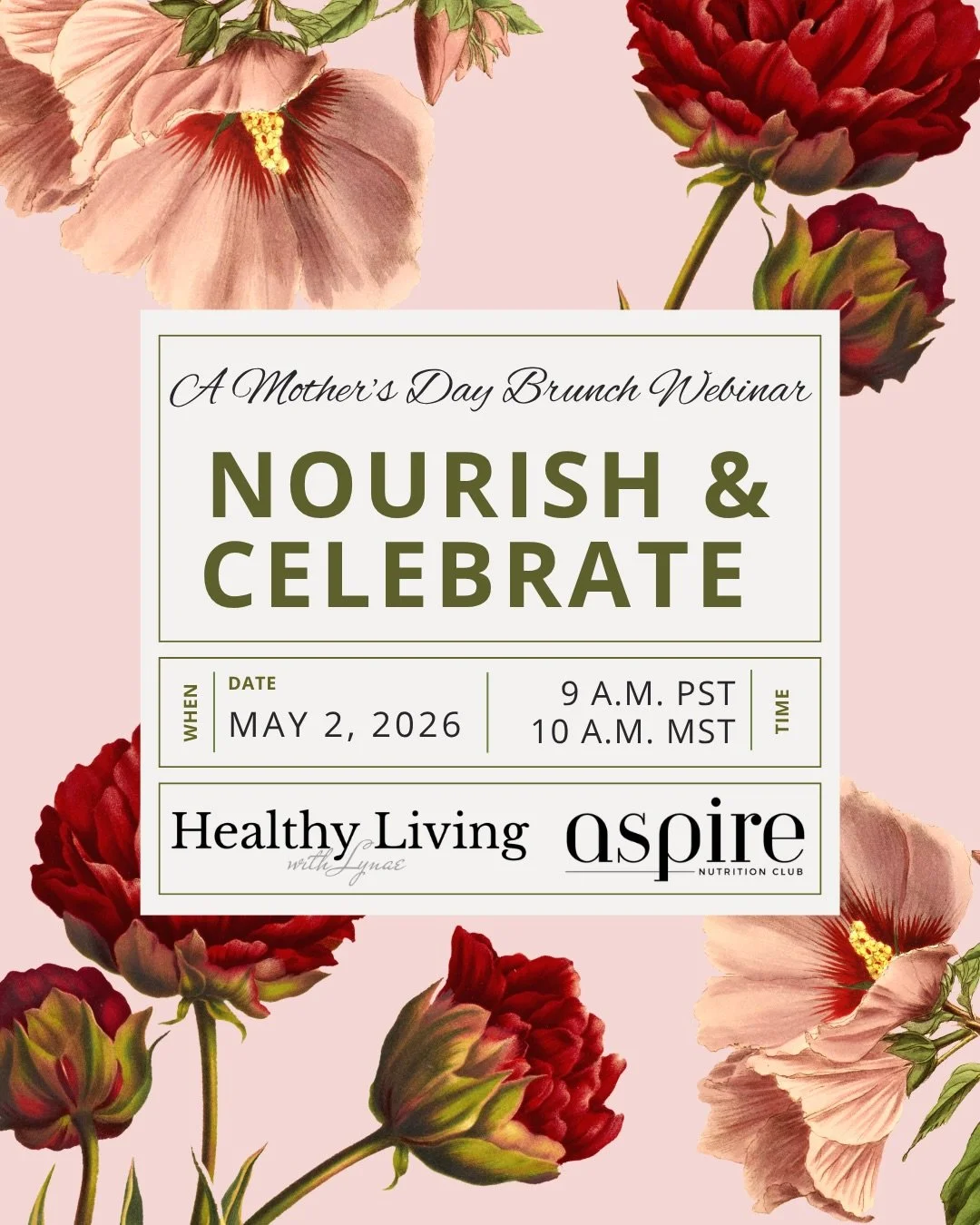 🌸💐🫶
Mother&rsquo;s Day Virtual Brunch Event  Saturday, May 2, 2026&nbsp; &nbsp; &nbsp; 
9 a.m PST | 10 a.m. MST
Join us for a fun, feel-good morning in the kitchen 💛

We&rsquo;re so excited to invite you to a Mother&rsquo;s Day virtual brunch exp