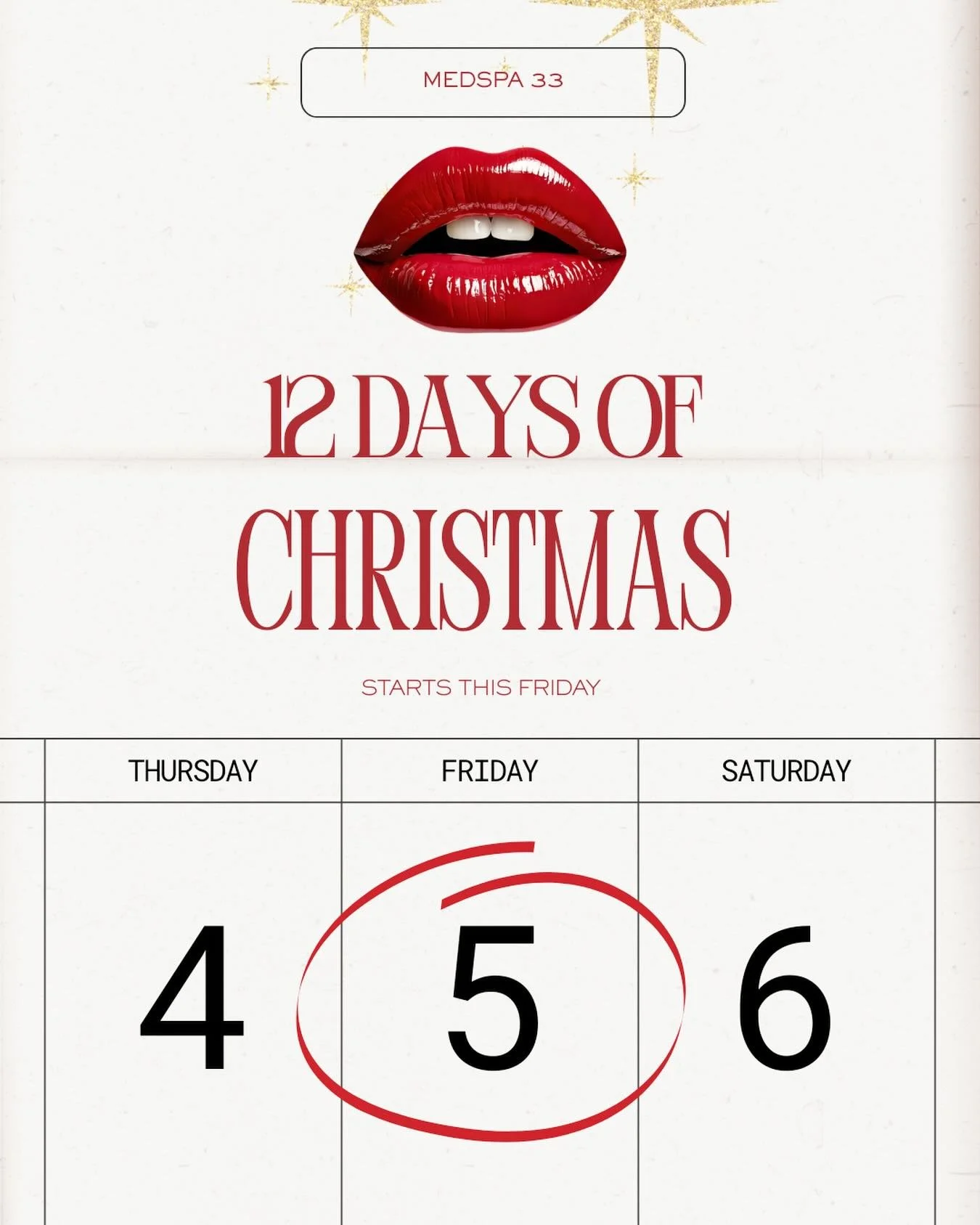 12 days of Christmas &hearts;️ is almost here at MEDSPA 33! ✨
.
We&rsquo;ve got some amazing specials coming up, and we&rsquo;ll be announcing them one by one. You can call, text or book online to redeem each special the day they&rsquo;re posted!
.
.