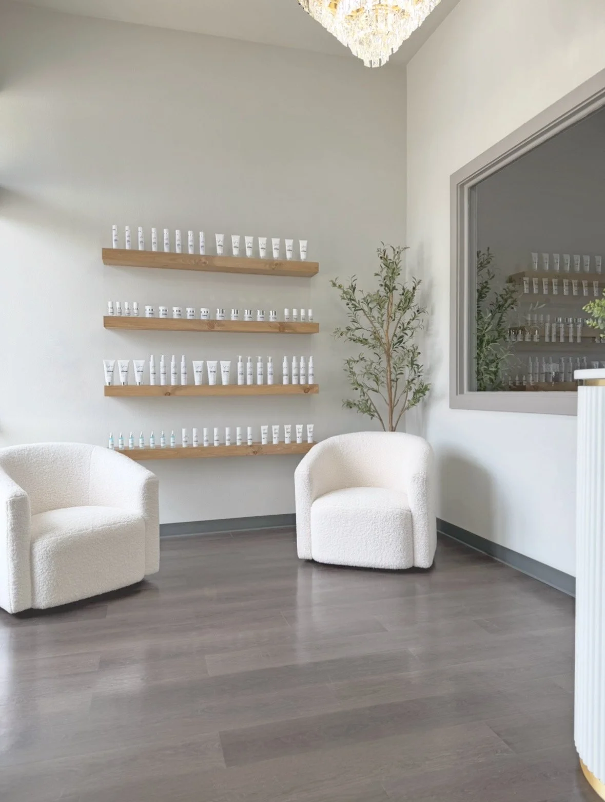 Clean, professional medical spa treatment room with neutral tones at MEDSPA 33 | Plano in Plano