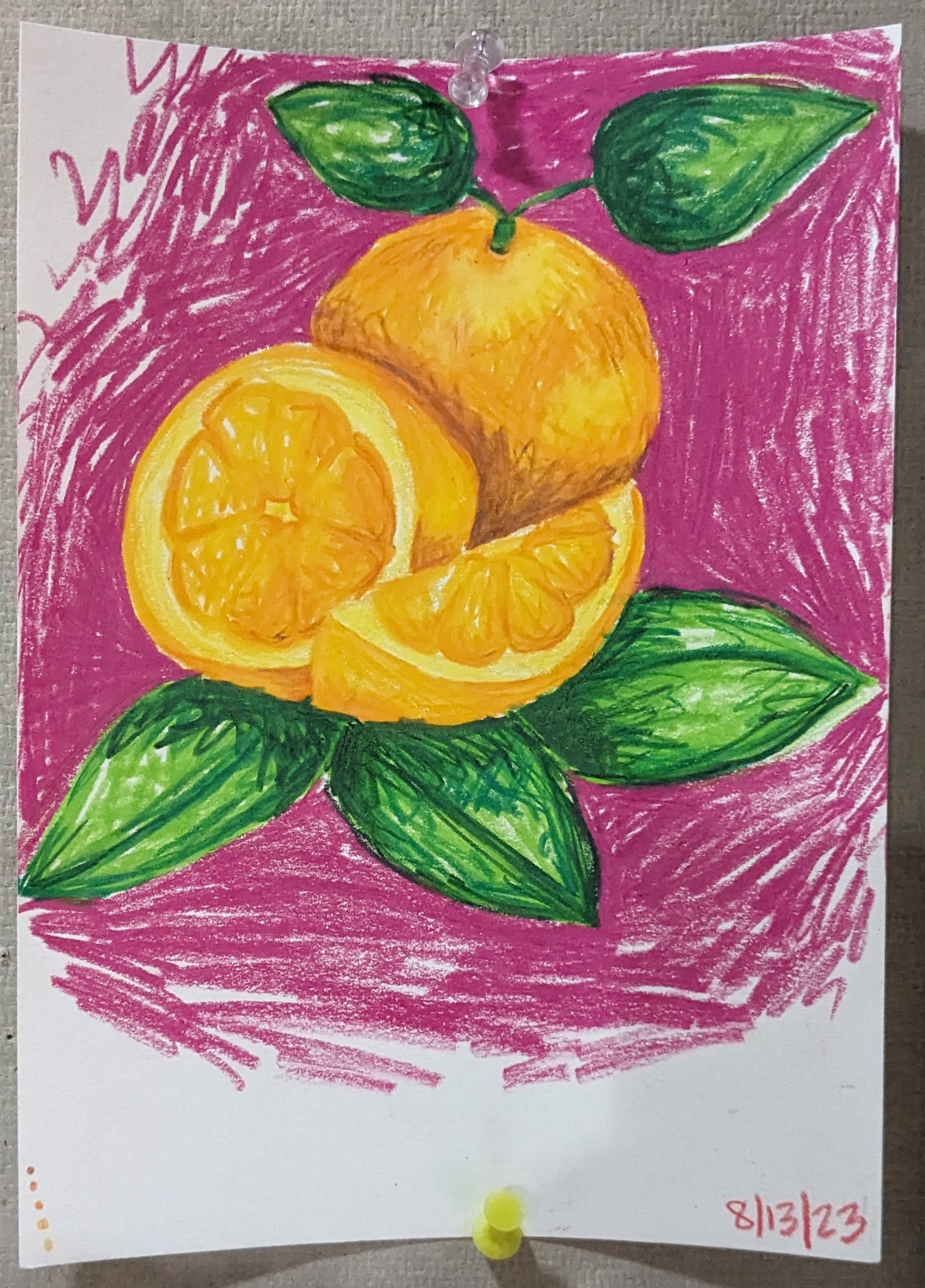 "Fruits 5 (Oranges)", Colored pencil, 2023