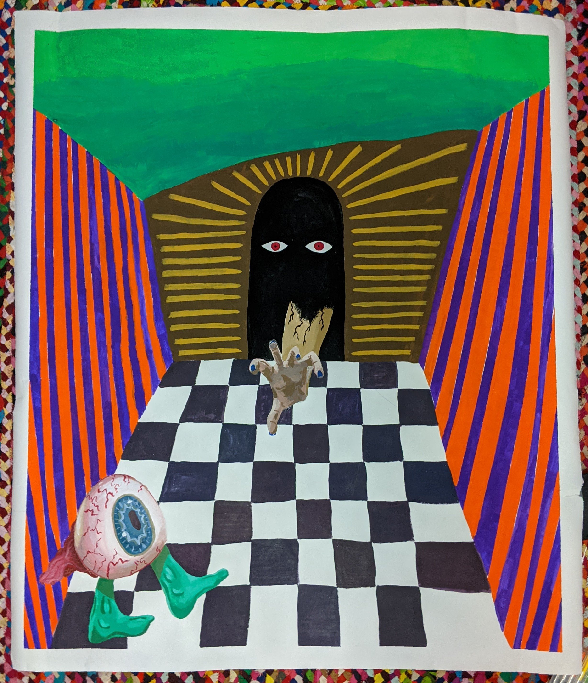 "Beetlejuice", Gouache paint and colored pencil, 2021
