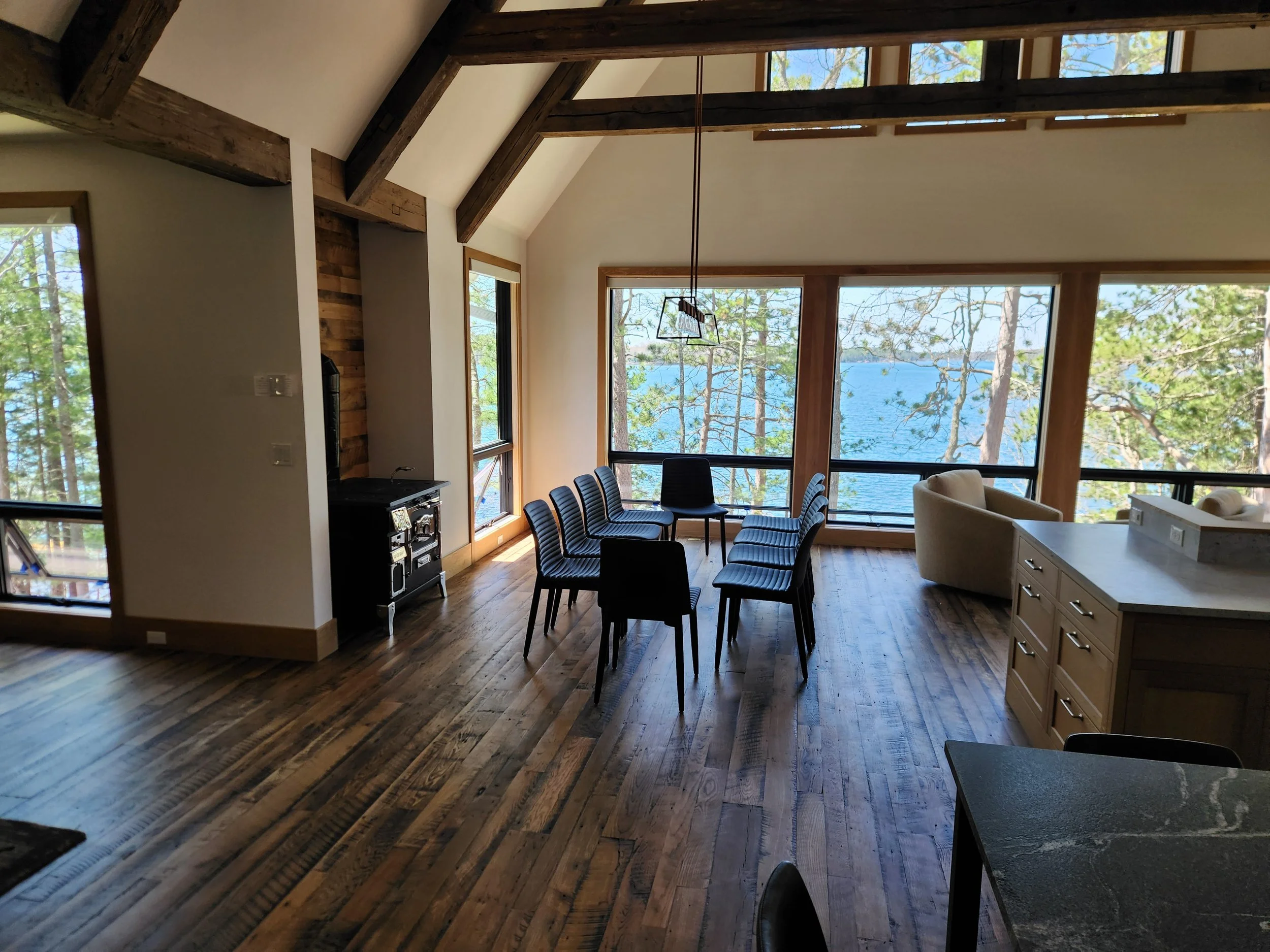 Reclaimed oak finished in place