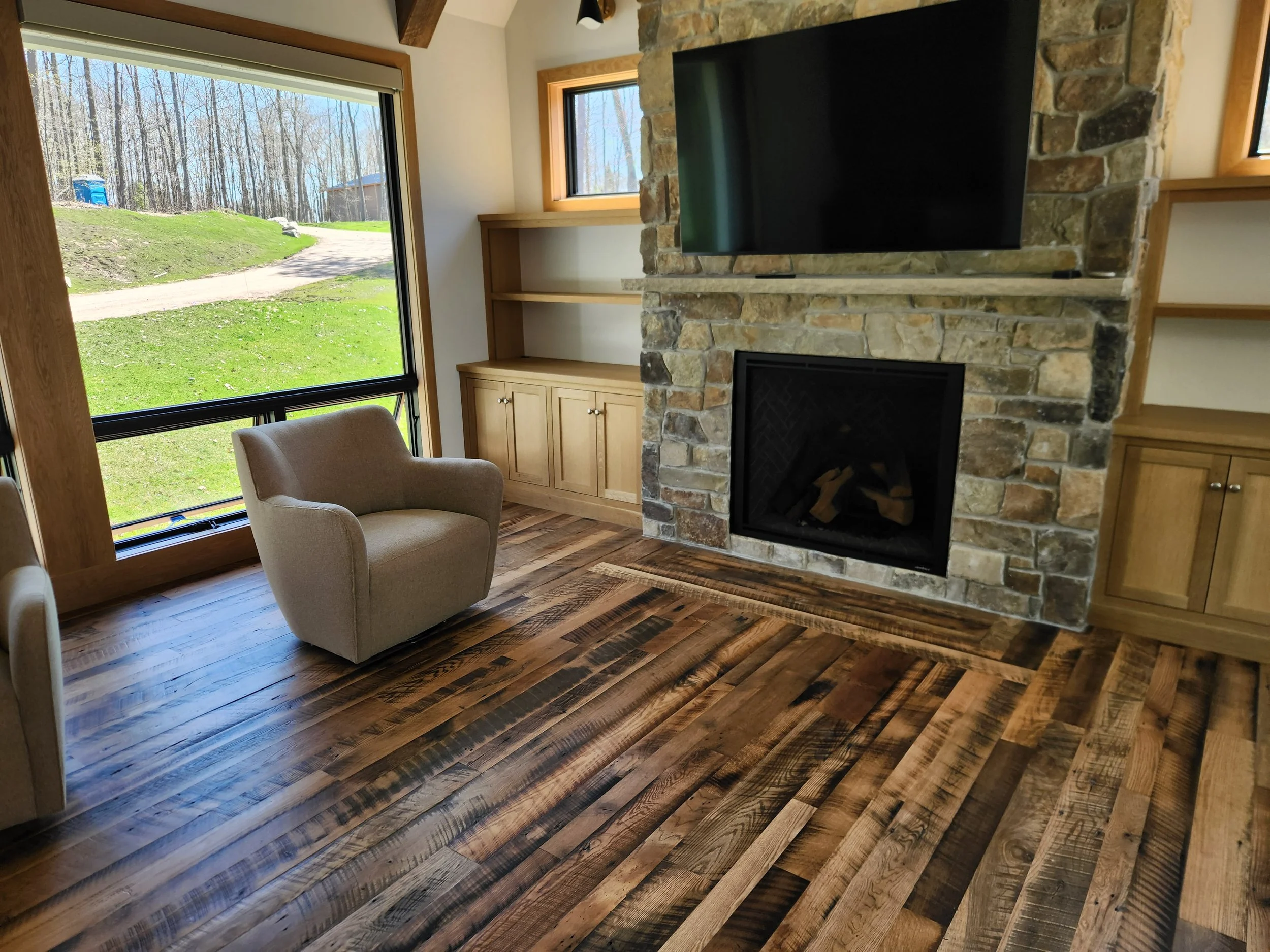 Reclaimed oak finished in place