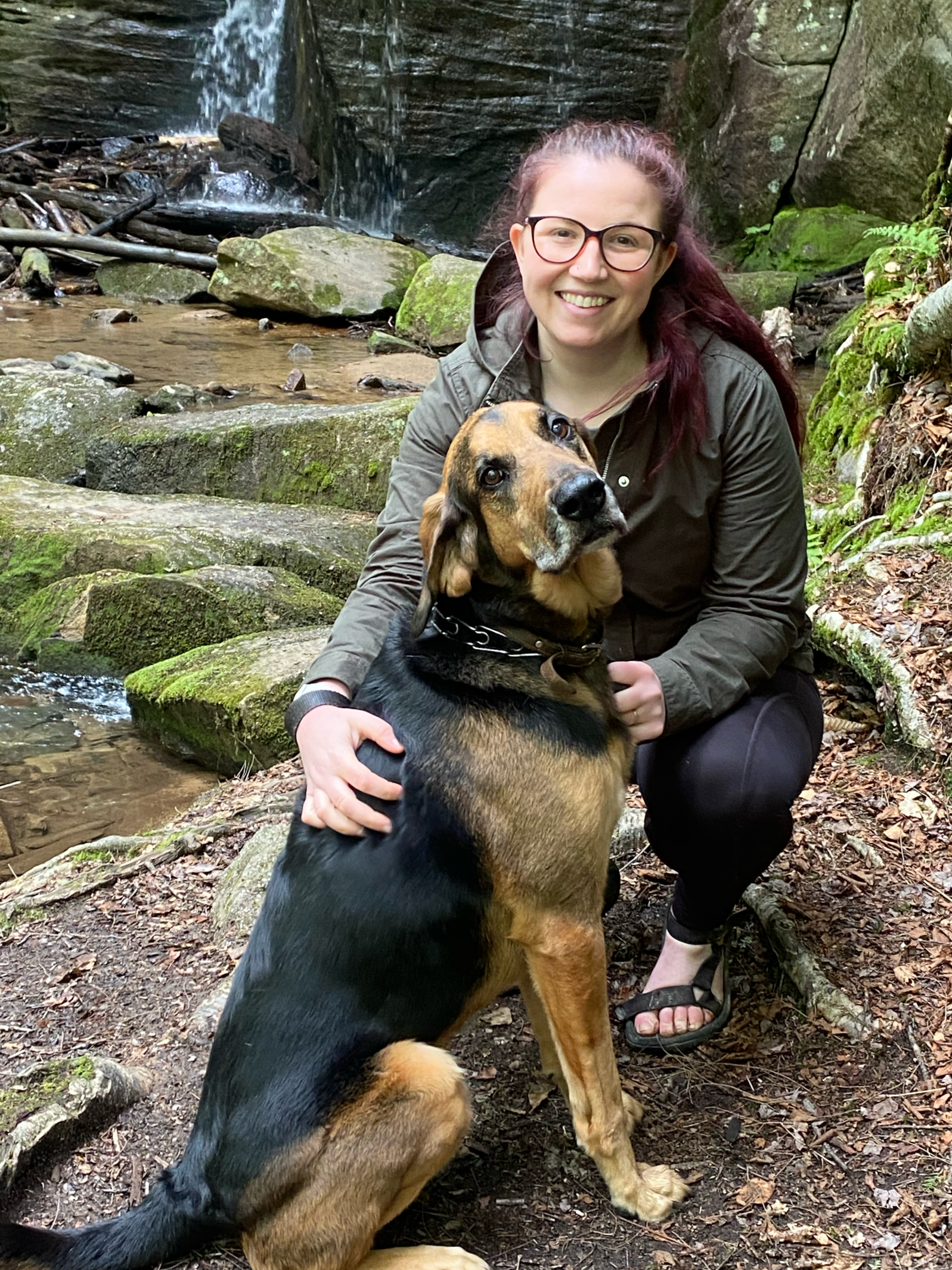 Meghan Onderdonk therapist with her dog outside