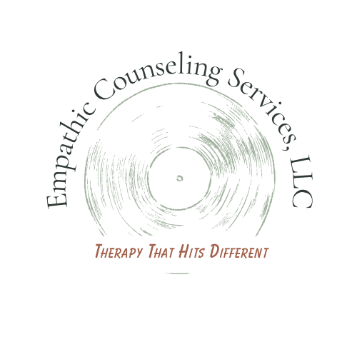 Logo for Empathic Counseling Services LLC featuring concentric circles and the slogan 'Therapy That Hits Different'