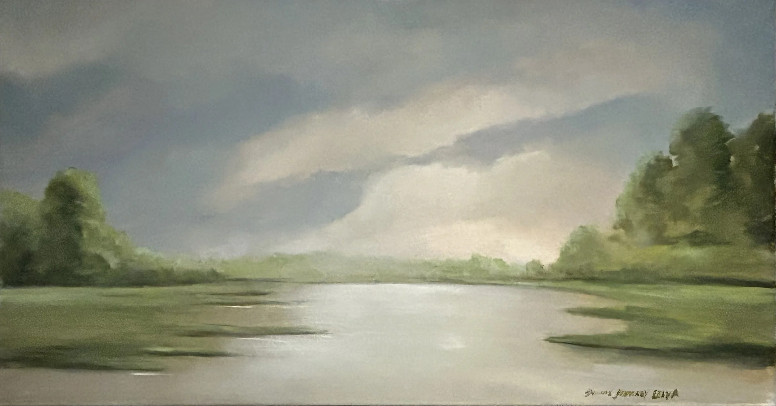 River Awaits 2023.  Acrylics on Canvas - 72 x 36"