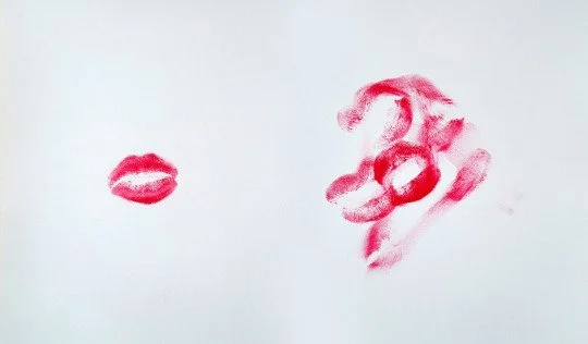 Kiss vs a Passionate Kiss - Lipstick on paper - 2015