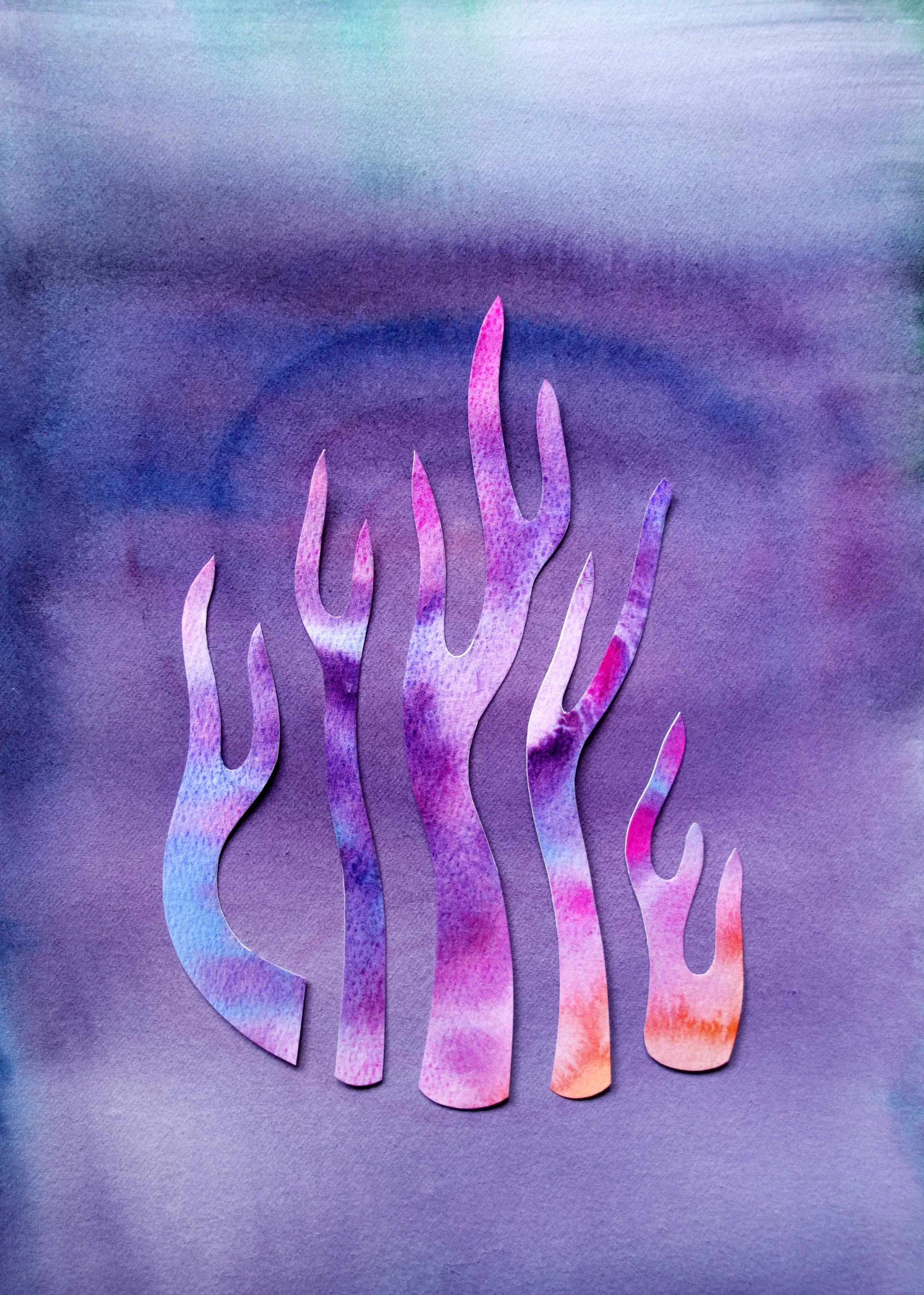 Coral Mushroom of My Dream 2 - Collaged watercolor - 2025