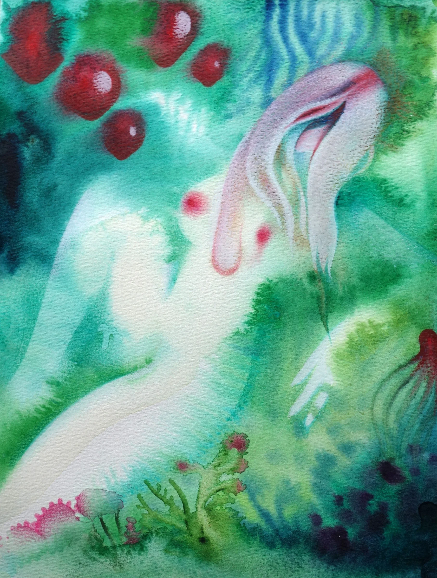 Forest Nymph - Watercolor and colored pencils on paper - 2025