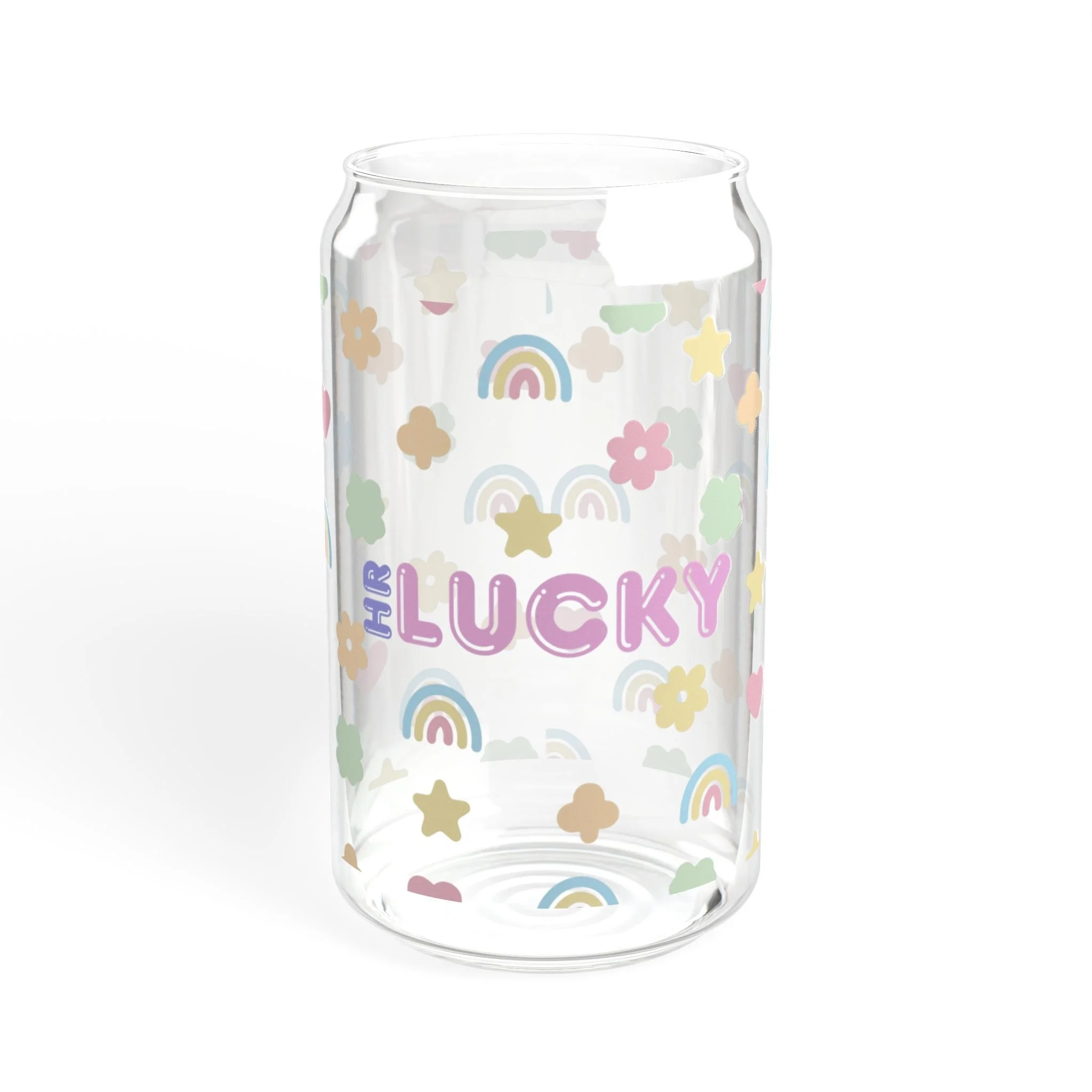 Lucky Charm Shamrocks and Rainbow | HR Sipper Glass