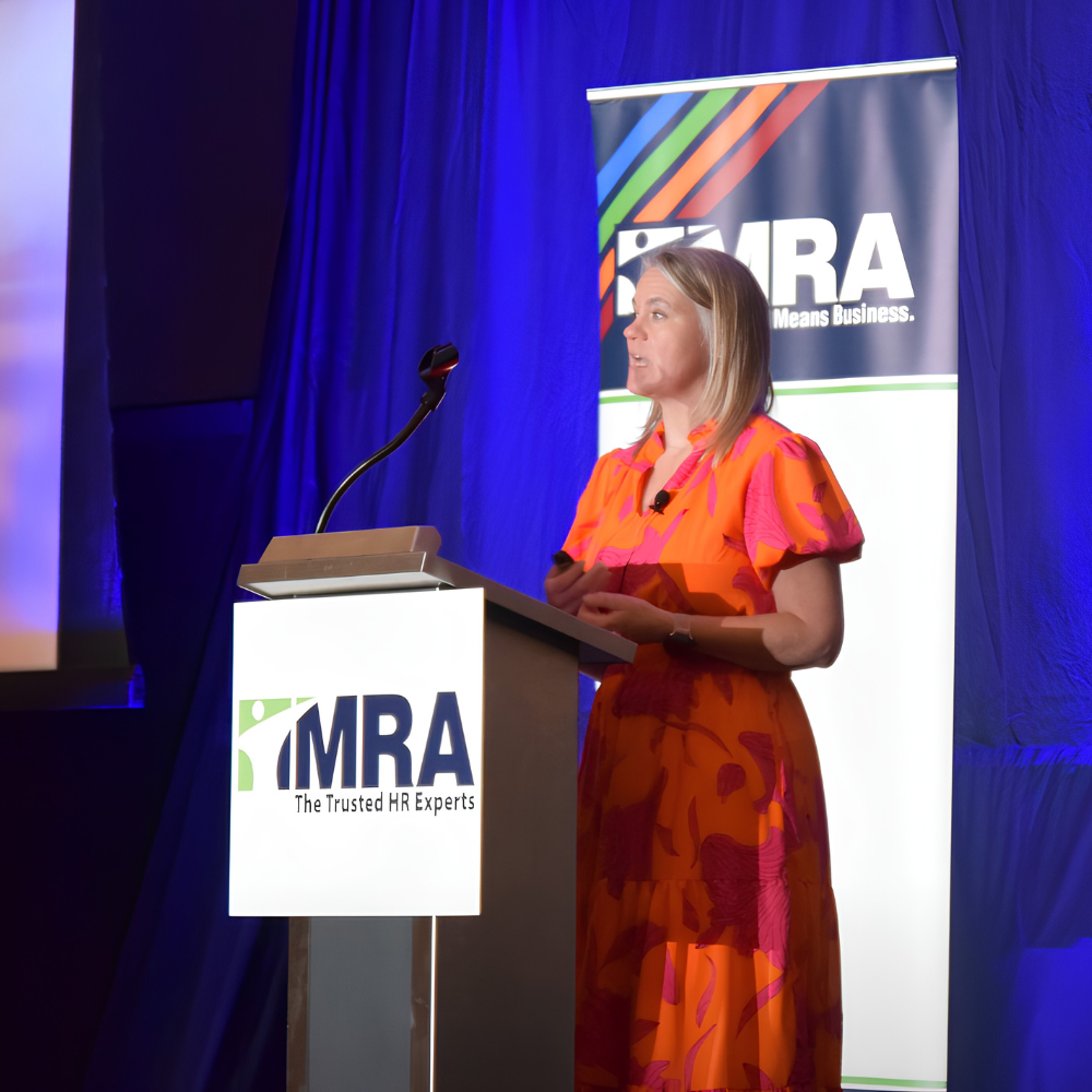 Dr Shari Simpson delivering keynote at MRA HR Conference