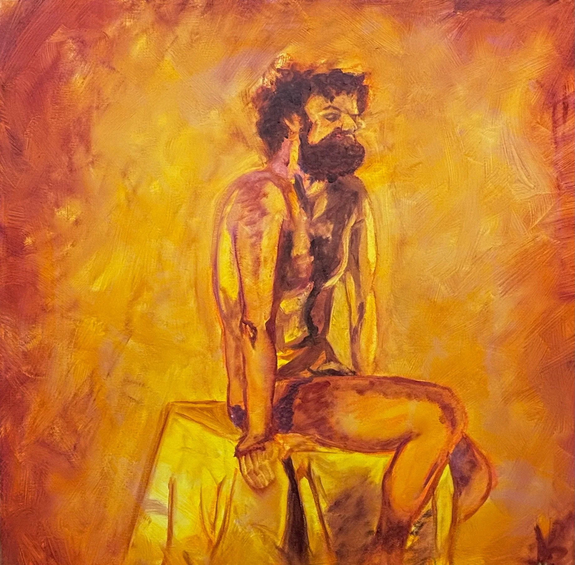 Jaron I, 2026, Oil Pastel, Acrylic & Oil paint on canvas 20 x 20 inches