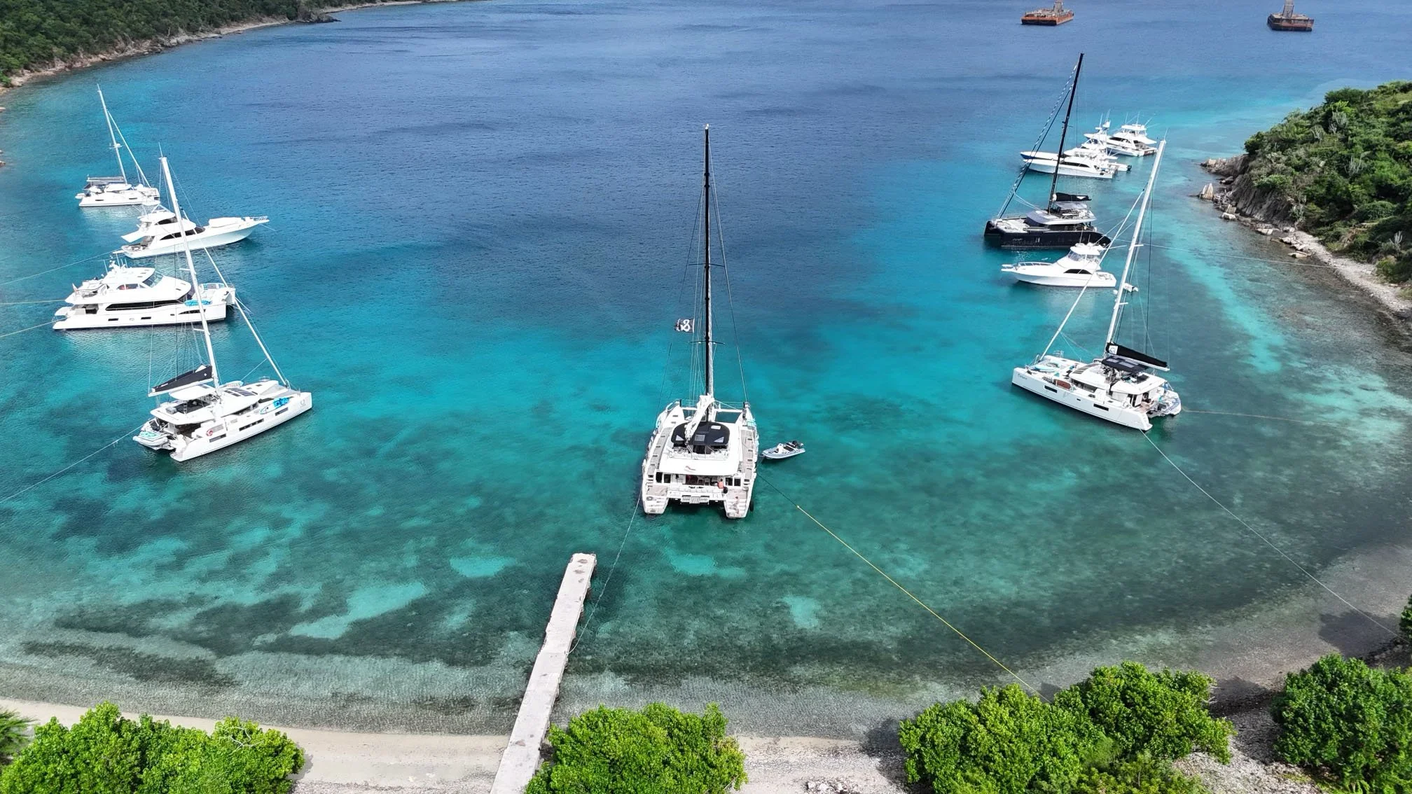 overhead view in bay with several vessels docked.jpg