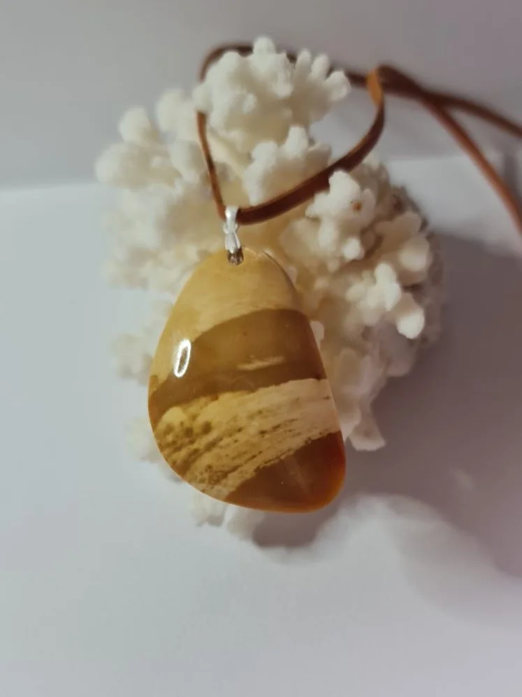 Caramel Mookaite on Leather Necklace