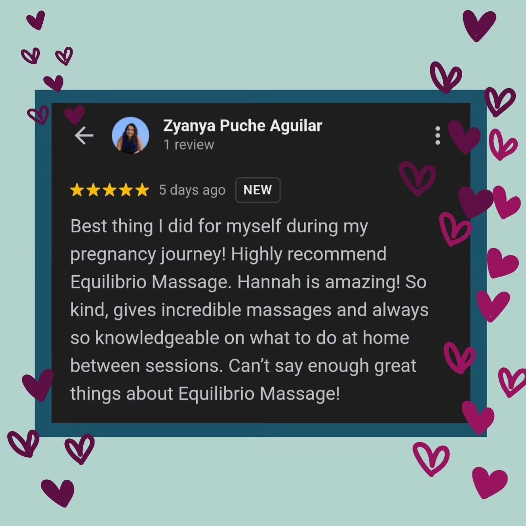 We are so grateful to be able to support people during pregnancy and parenthood! 

We are passionate about massage and offering clients tools they can practice at home to keep the benefits of their massages lasting longer. 

Let us know if there are 