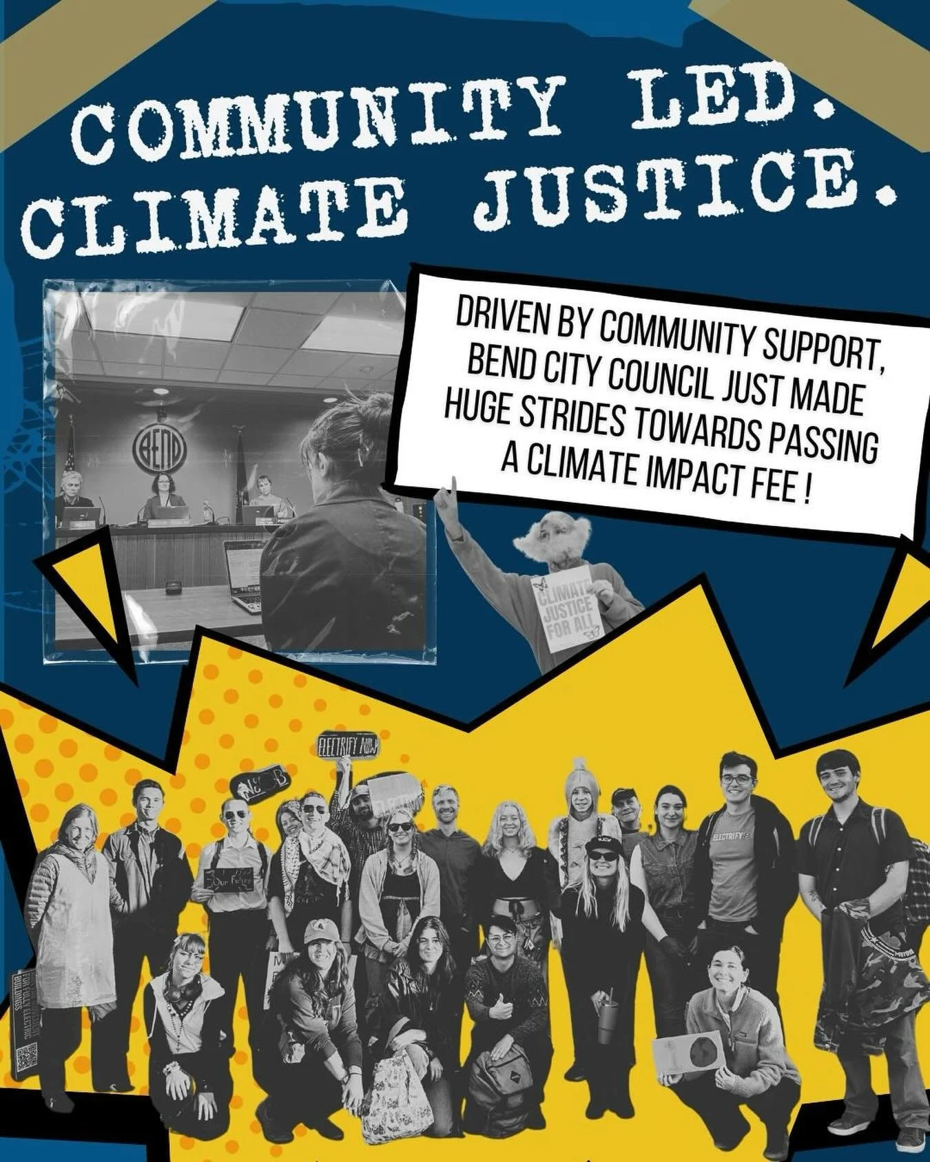 Bend is moving full steam ahead on a Climate Impact Fee - a major step towards

💸 lowering our utility bills
🔆 transitioning to renewable energy
🌍 cutting air pollution out of our community 

Thank you to everyone who was able to show up, write in