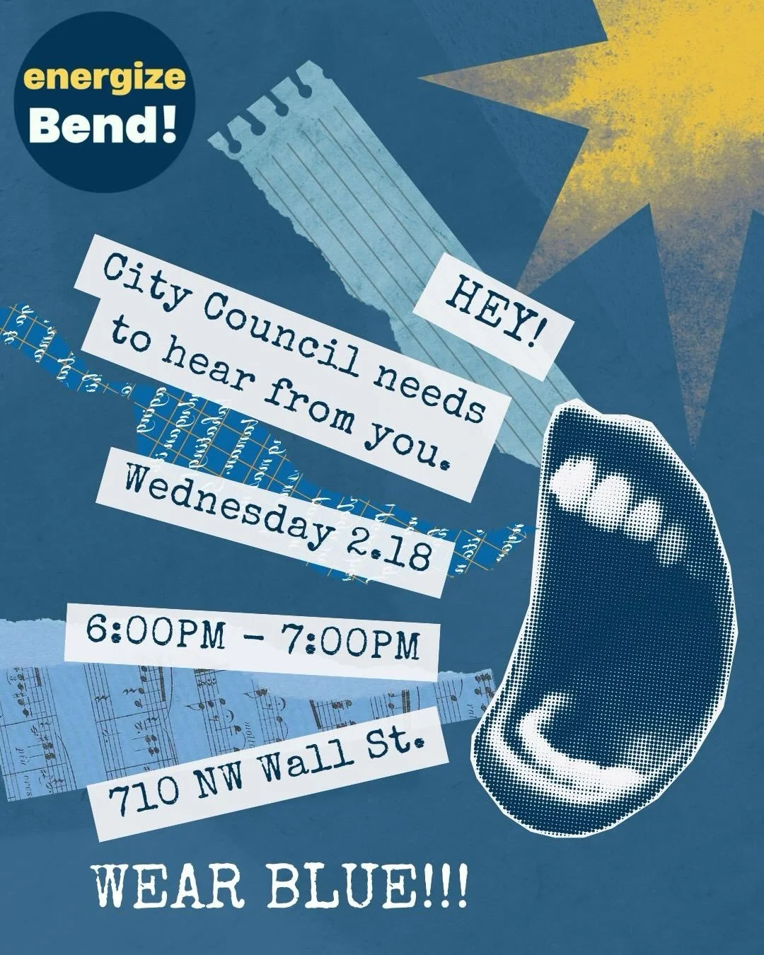 Join us at Bend City Council on Wednesday, 2/18 and speak up in support of a Climate Impact Fee that will:

🌲 Reduce fossil fuel pollution in our homes 
💸 Raise revenue for zero emission technologies
🏛️ Prove that our electeds care about our futur