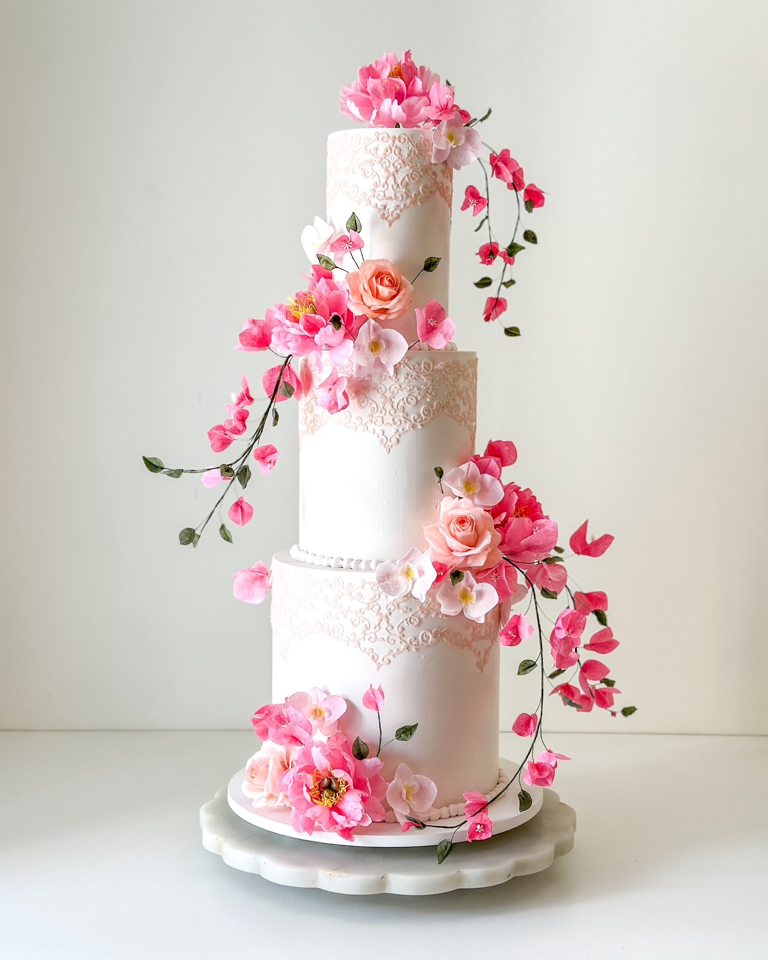 bougainvillea wedding cake, San Diego cake, luxury wedding cake, san Diego wedding, San Diego wedding cake