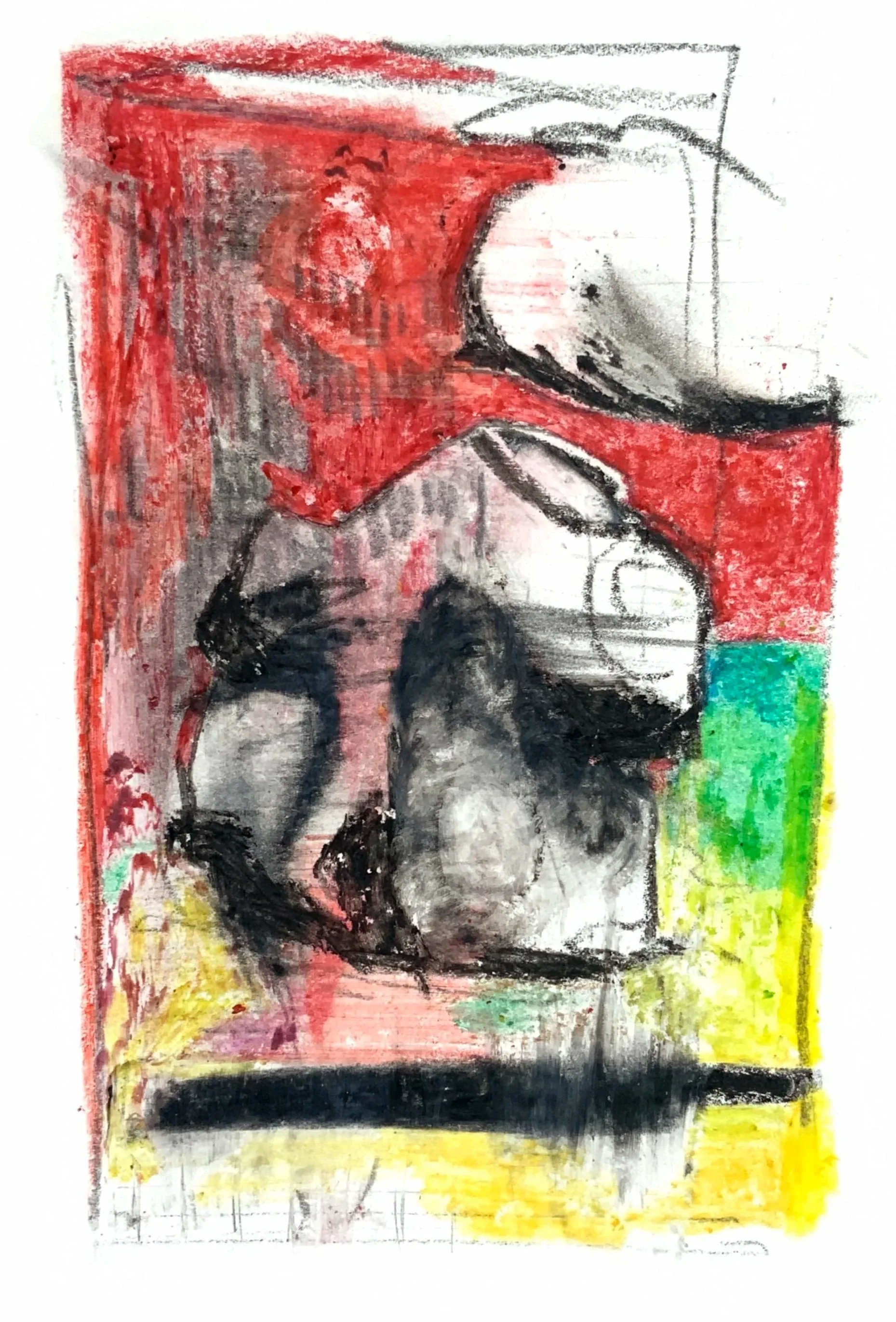Neo, 2024, wax on paper, 5.5 x 8.5