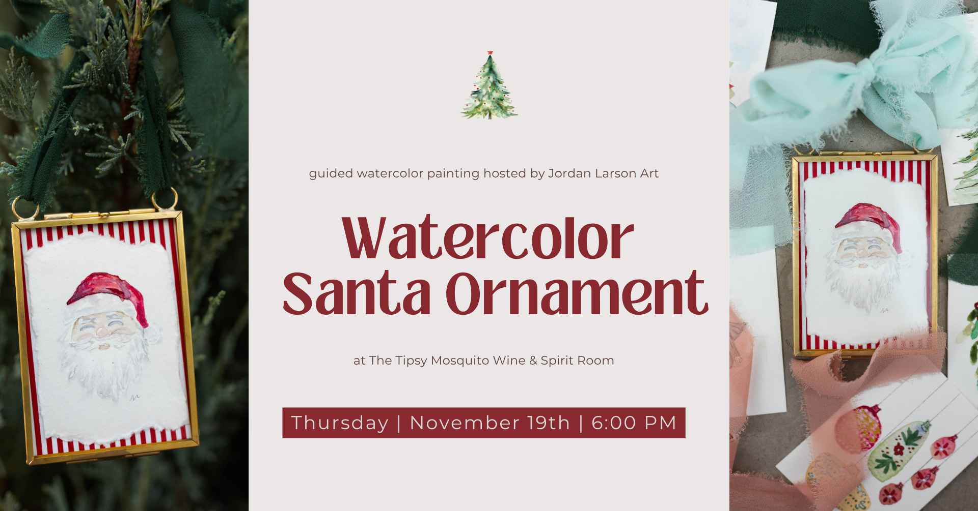 November 19th | Watercolor Santa Ornaments in Two Harbors, MN