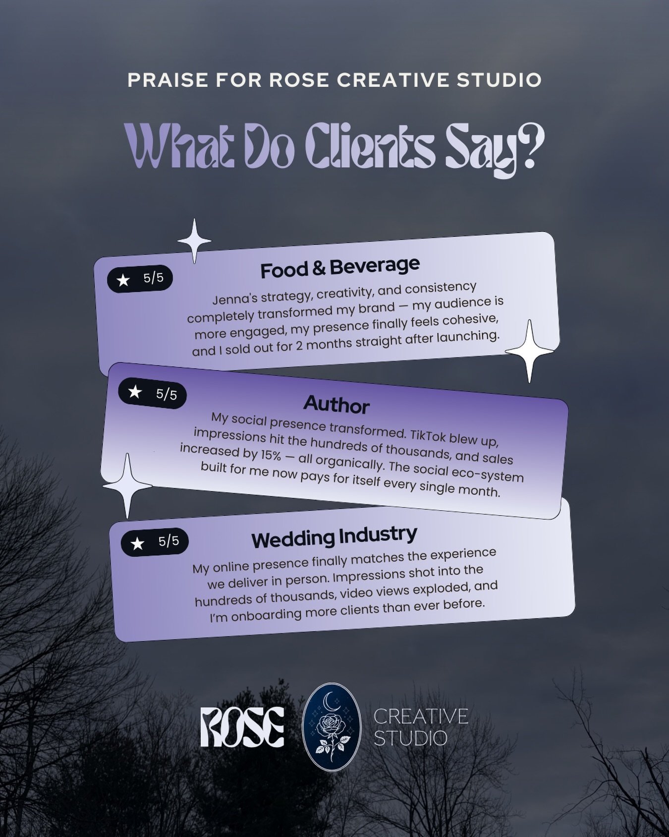 Small businesses 📢 your results are waiting 🤩

Sold out launches. TikToks blowing up. Hundreds of thousands of impressions. More clients than ever. 

This is what happens when your social media management is completely handled for you 👏🏼 

At Ros