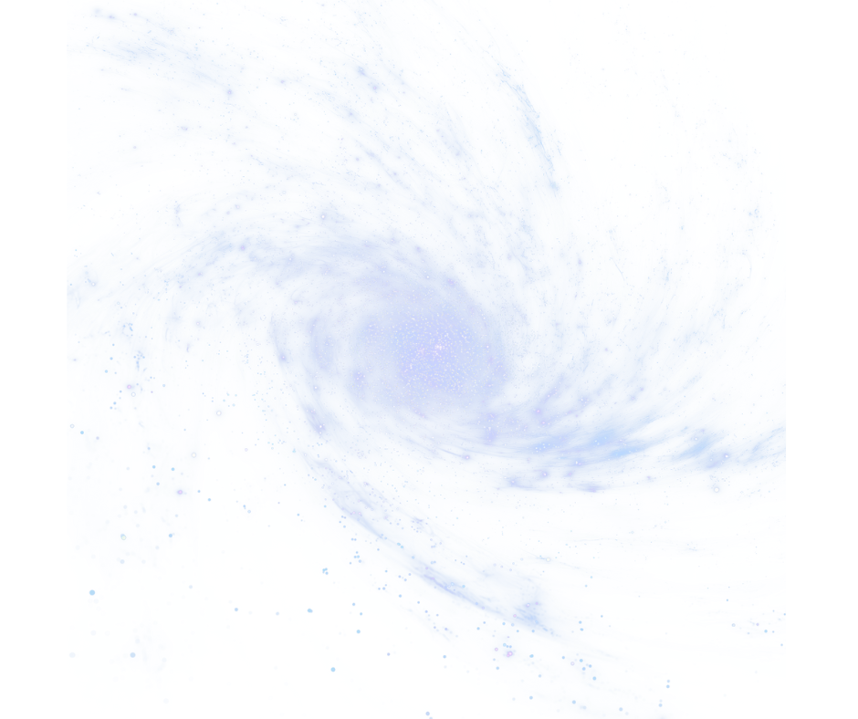 A digital rendering of a galaxy with bright stars and swirling cosmic clouds in shades of blue and purple.