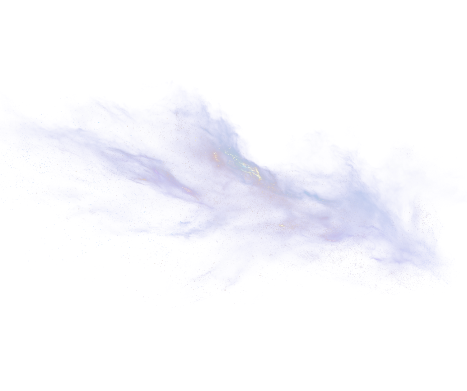 An artistic representation of a blue galaxy or nebula with scattered stars and cosmic dust against a black background.